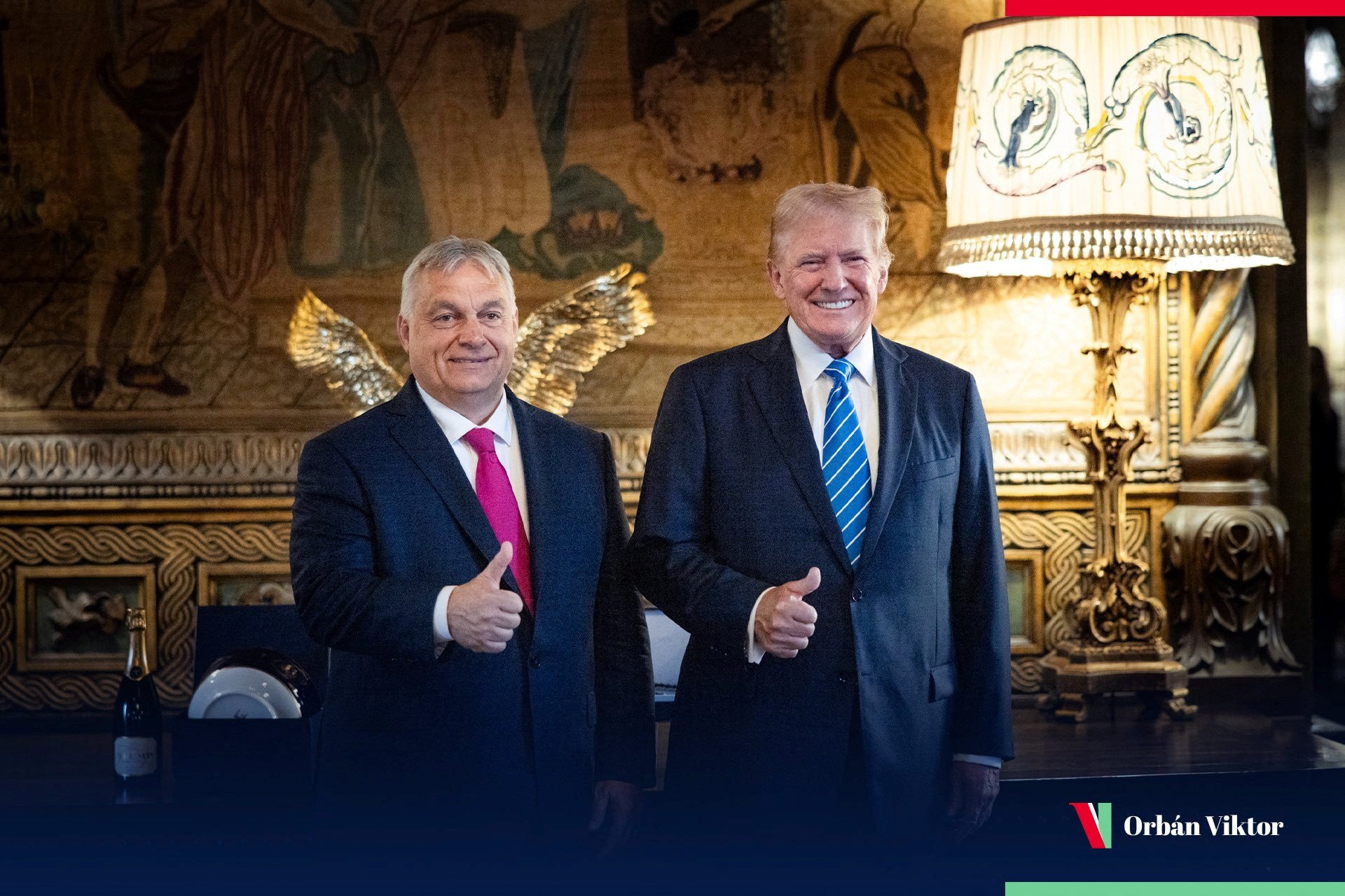 Hungarian Prime Minister Viktor Orban and Donald Trump at Trump’s Mar-a-Lago home in Florida. Photo: Viktor Orban via X