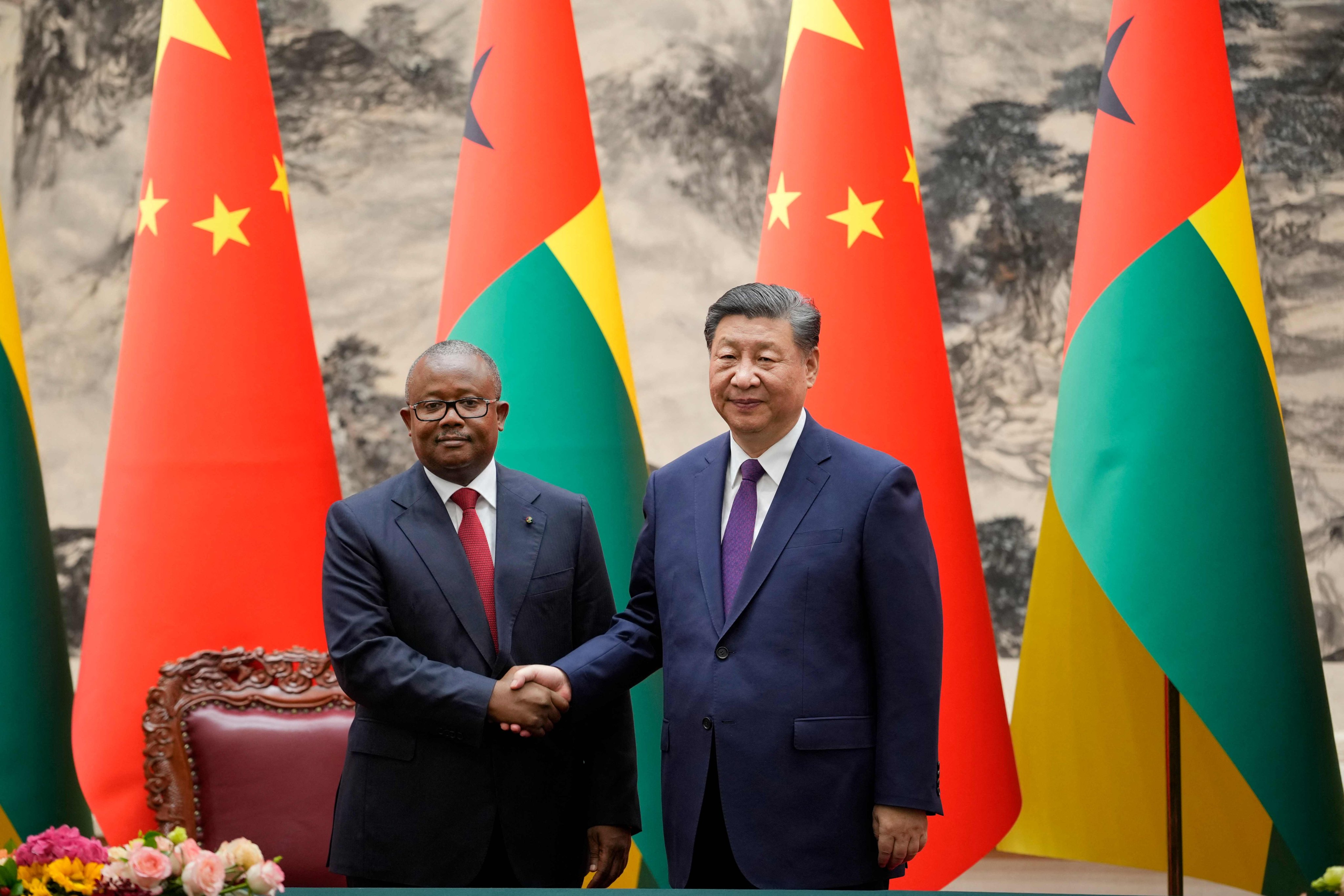 Guinea-Bissau’s President Umaro Sissoco Embalo and China’s President Xi Jinping have announced a new strategic partnership during a state visit. Photo: AFP