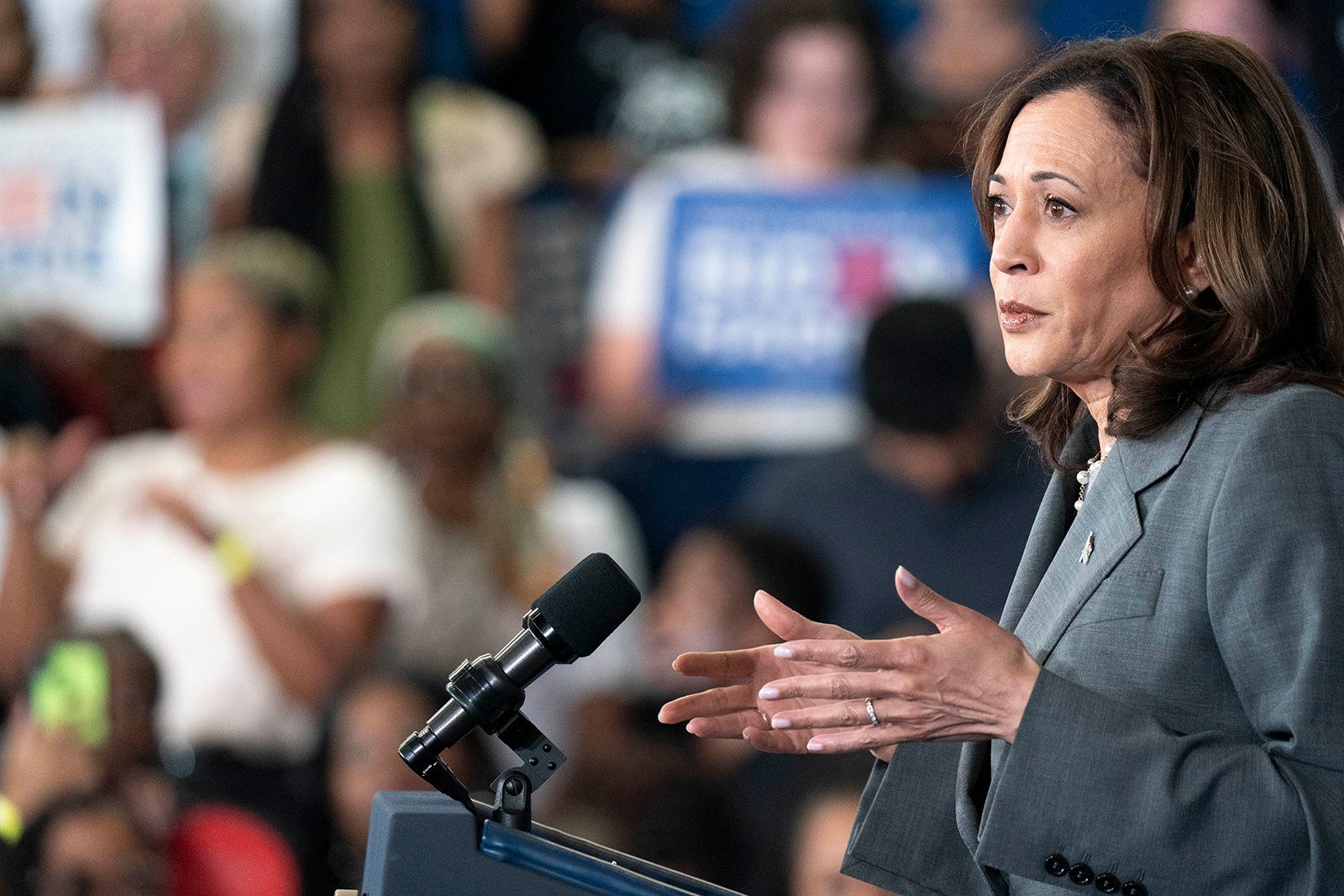 US Vice-President Kamala Harris speaks at a campaign event in Greensboro, North Carolina, on Thursday. Photo: Getty Images/TNS