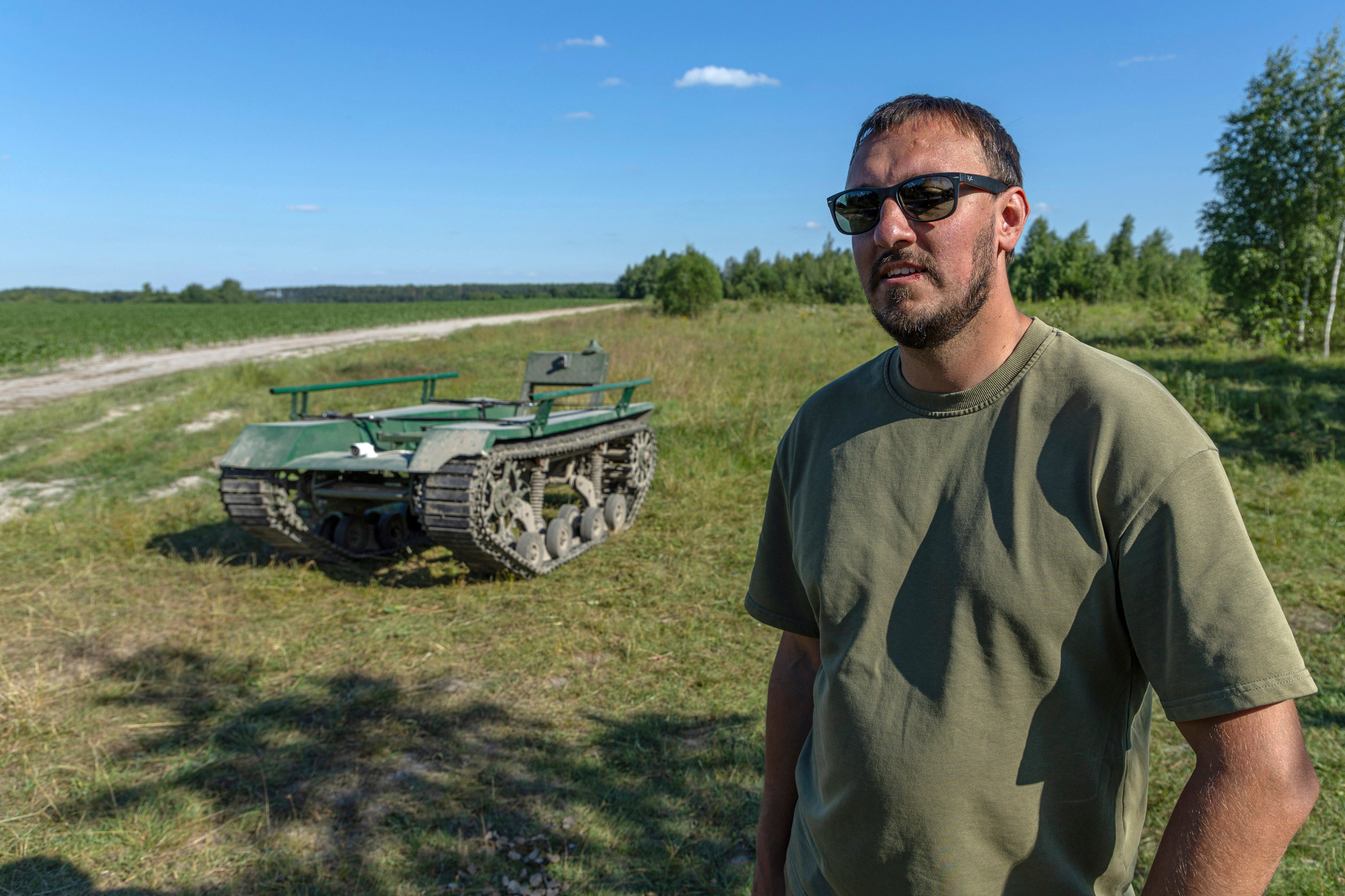 Employees at a start-up run by entrepreneur Andrii Denysenko can put together an unstaffed ground vehicle called the Odyssey in four days at a shed used by the company. Photo: AP