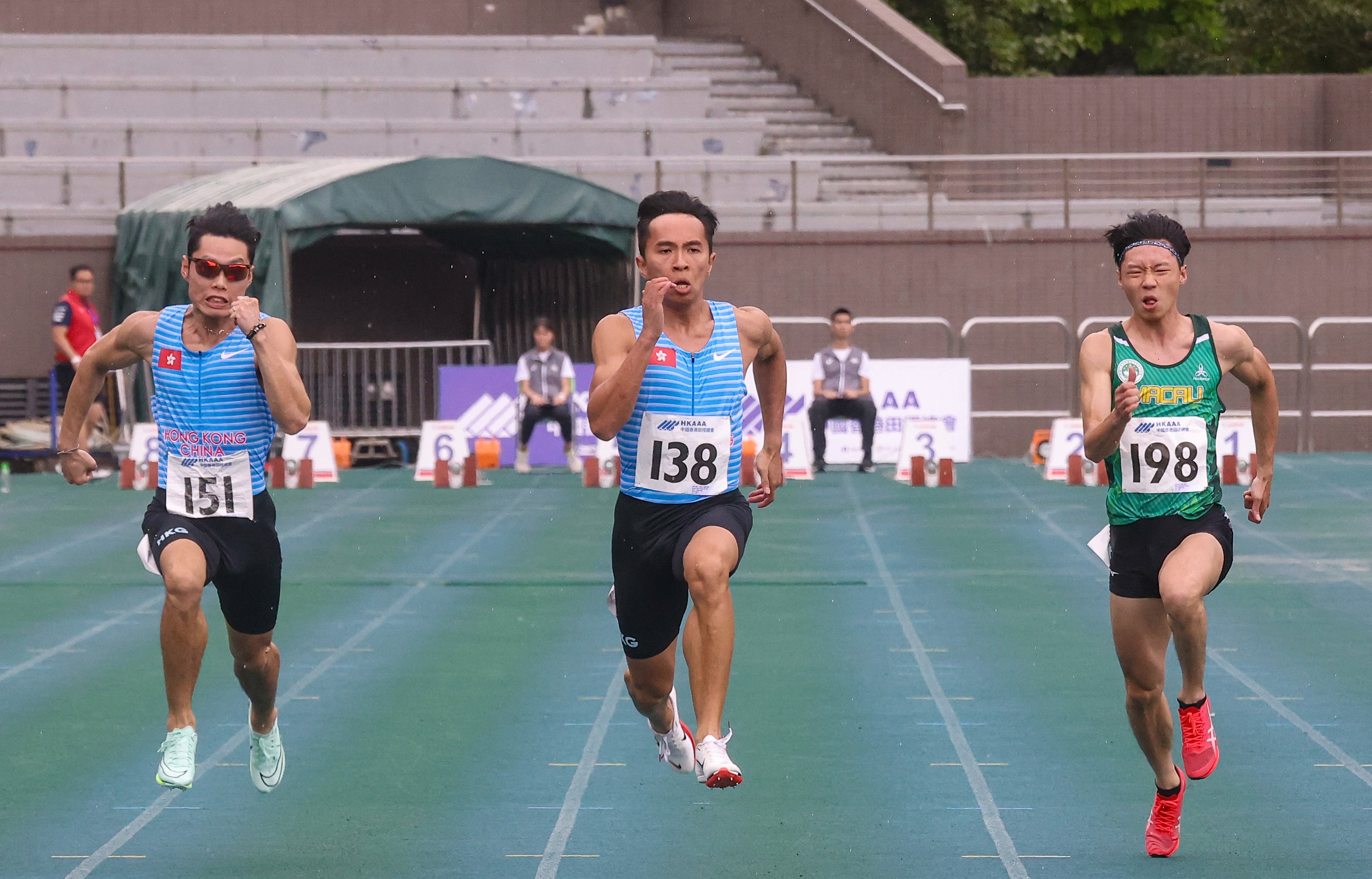 National champion Felix Diu (centre) will take part in his first Olympics this month after qualifying via a universality spot from World Athletics. Photo: Jonathan Wong