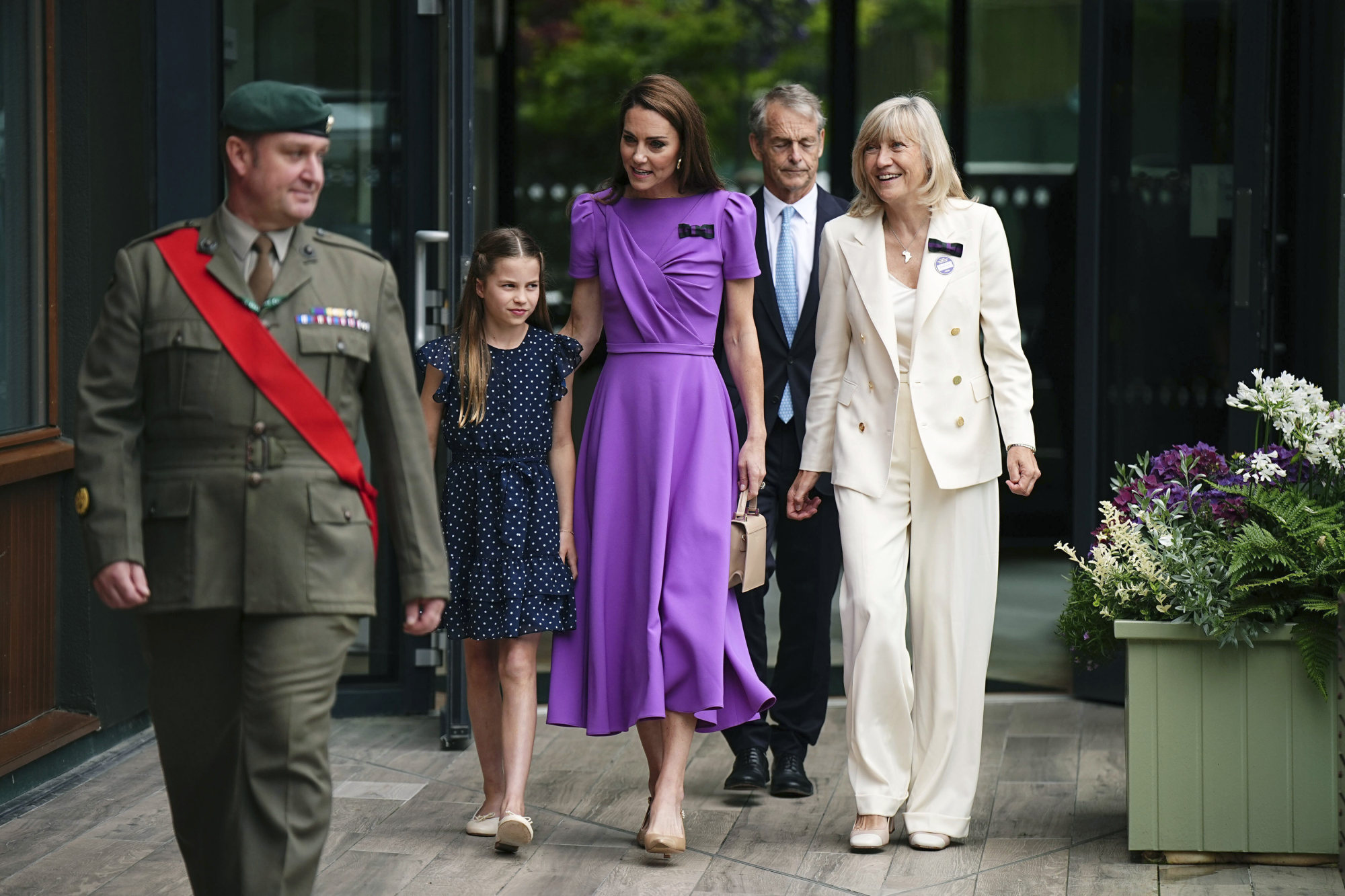 Britain’s Kate, Princess of Wales and Princess Charlotte at the Wimbledon tennis championships in London on Sunday. Photo: Pool Photo via AP