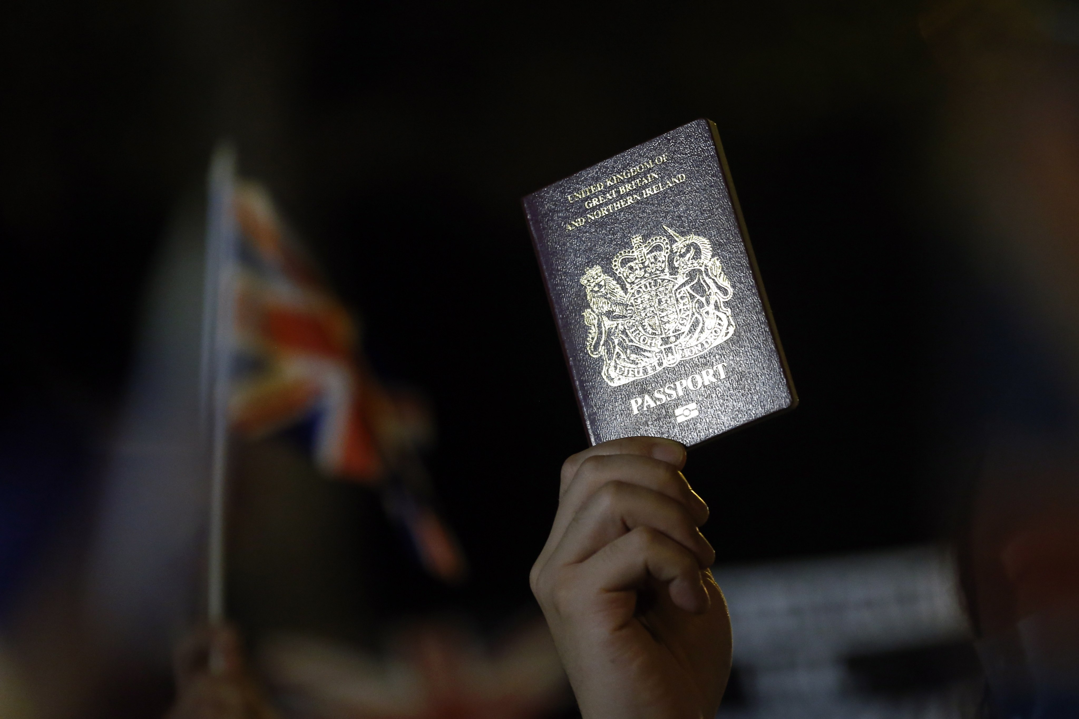 A copy of a British National (Overseas) passport is shown outside the UK consulate general office in Hong Kong on October 23, 2019. File photo: EPA-EFE