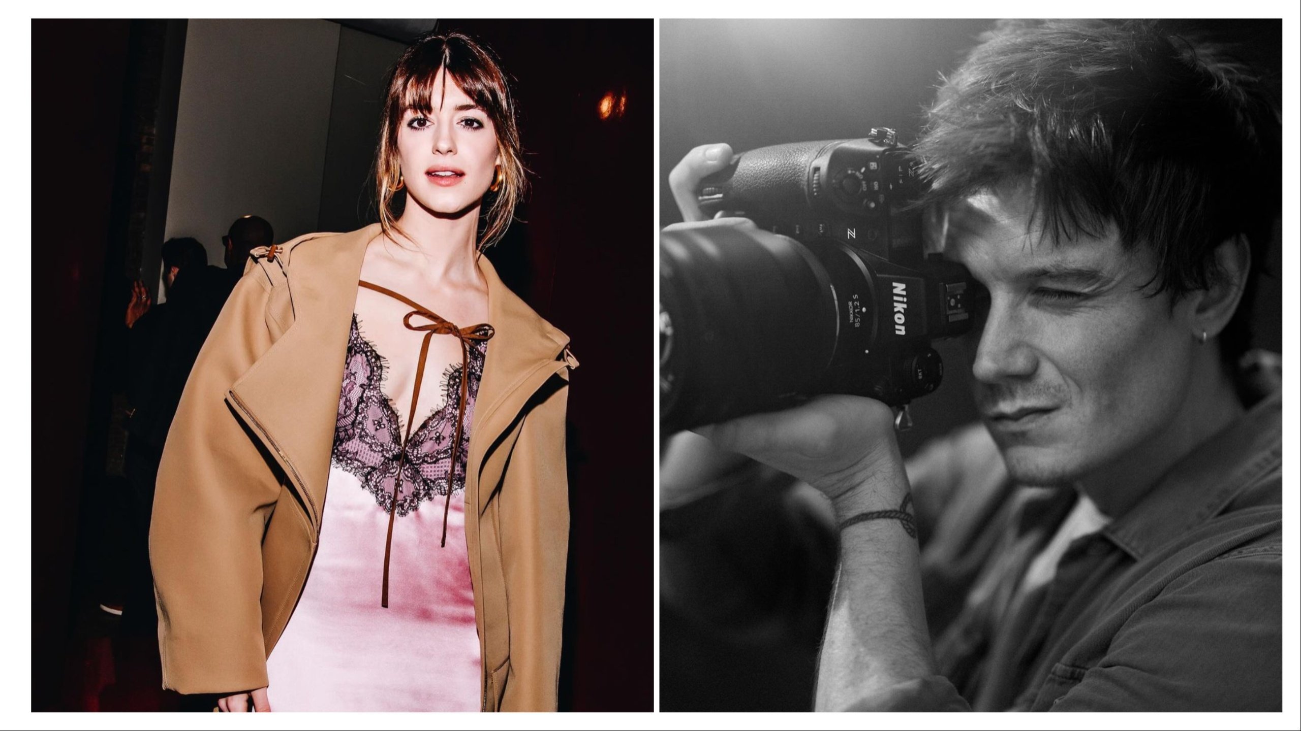 Daisy Edgar-Jones attends a Gucci event in New York in February; Ben Seed behind the lens. Photo: @daisyedgarjones/Instagram (Left), @bypip/Instagram (Right) 