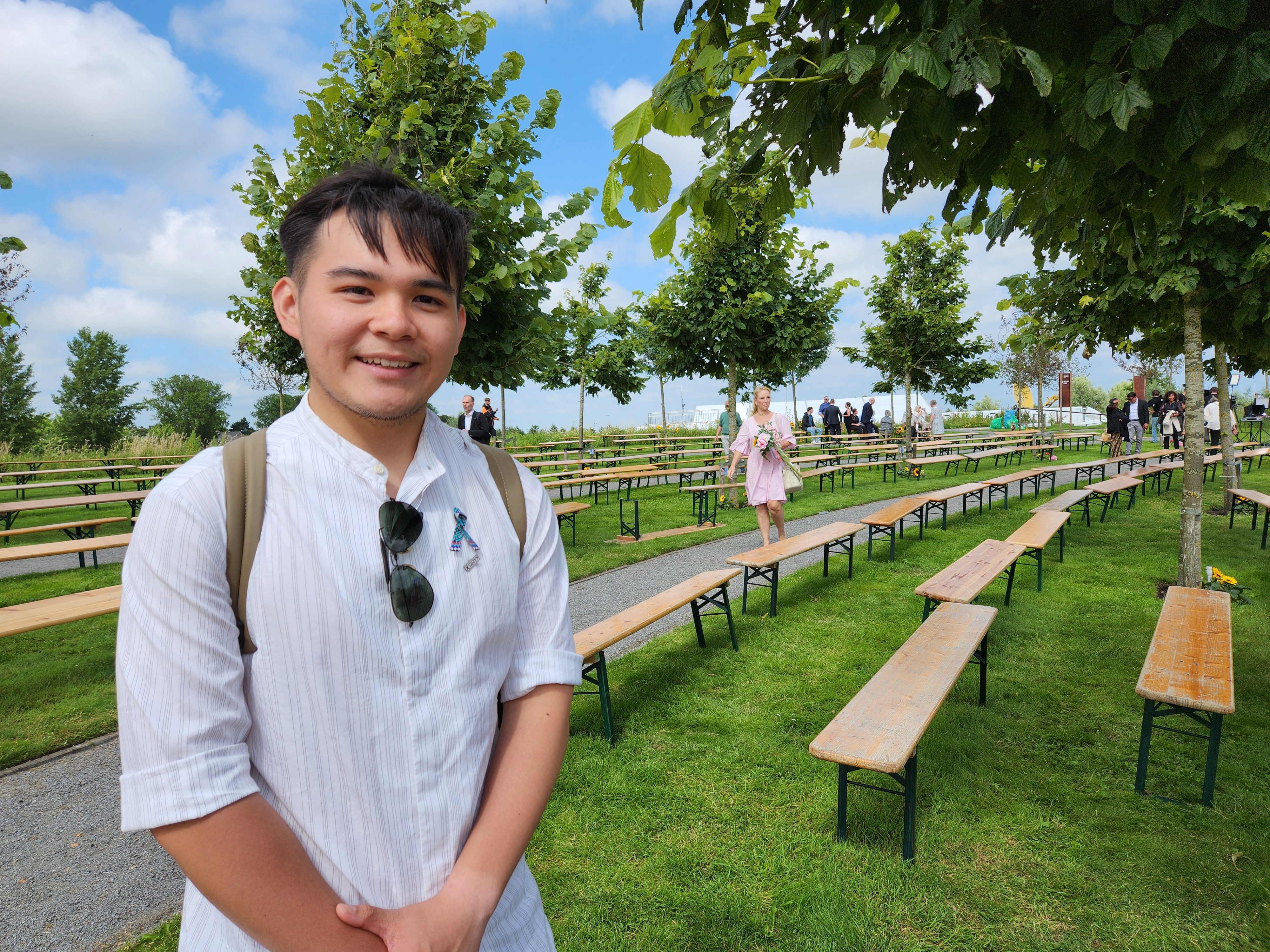 Scot Choo, a 21-year-old Malaysian, attends a memorial service for the victims of the ill-fated Malaysia Airlines MH17 flight, including his pilot-father Eugene Choo, held at Vijfhuizen Park, the Netherlands on July 17. Photo: Amy Chew
