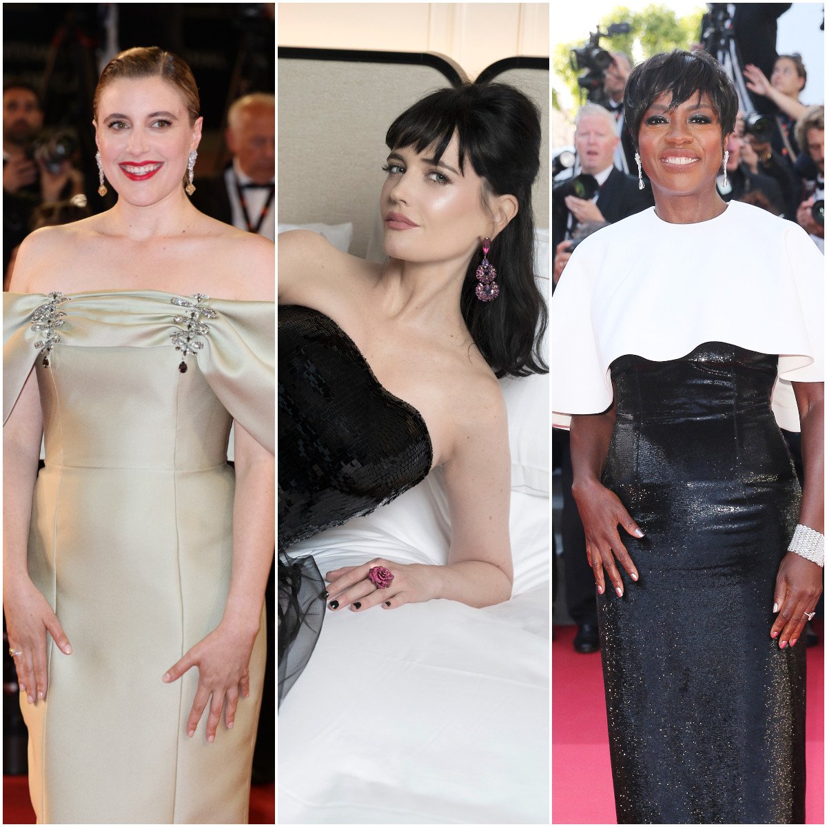 From left, director Greta Gerwig, and actresses Eva Green and Viola Davis appeared at May’s Cannes Film Festival. Photos: Getty, Handout