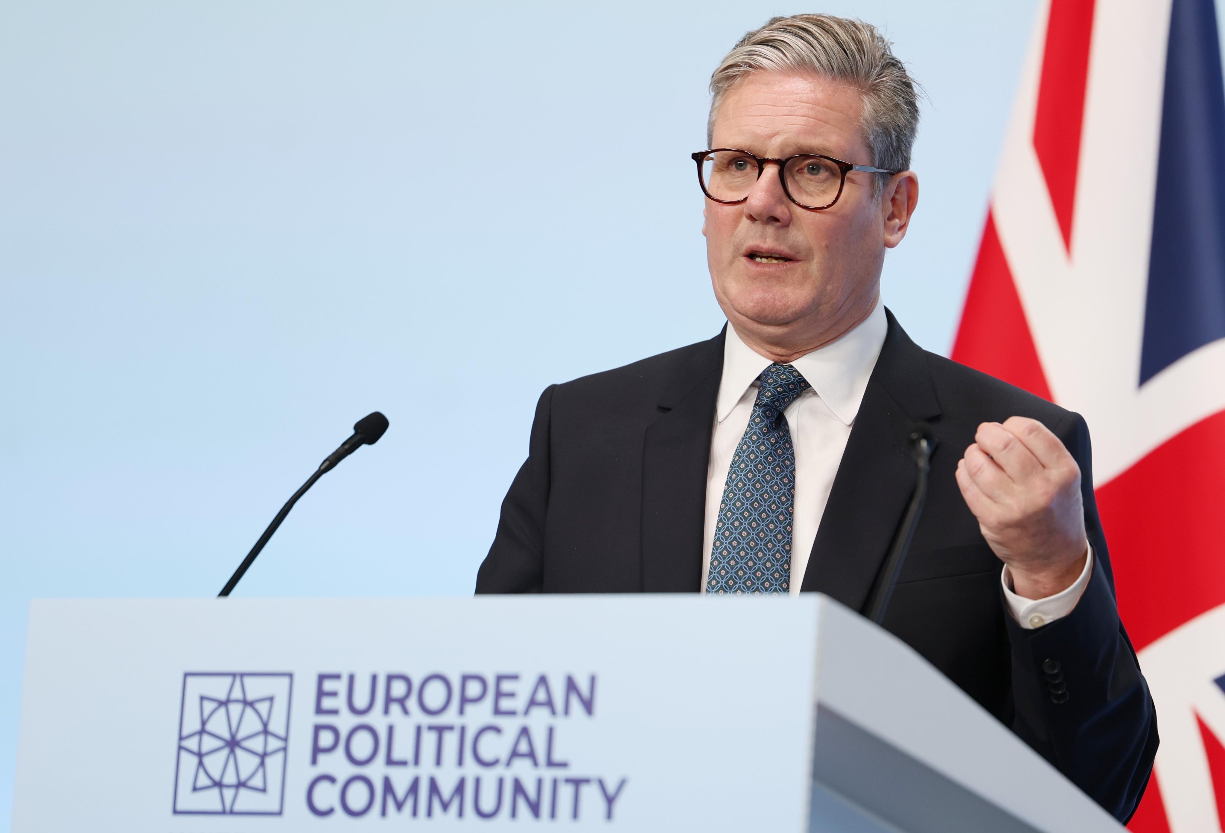 British Prime Minister Keir Starmer attends a press conference at the European Political Community (EPC) summit at Blenheim Palace, Woodstock, on Thursday. Photo: EPA-EFE