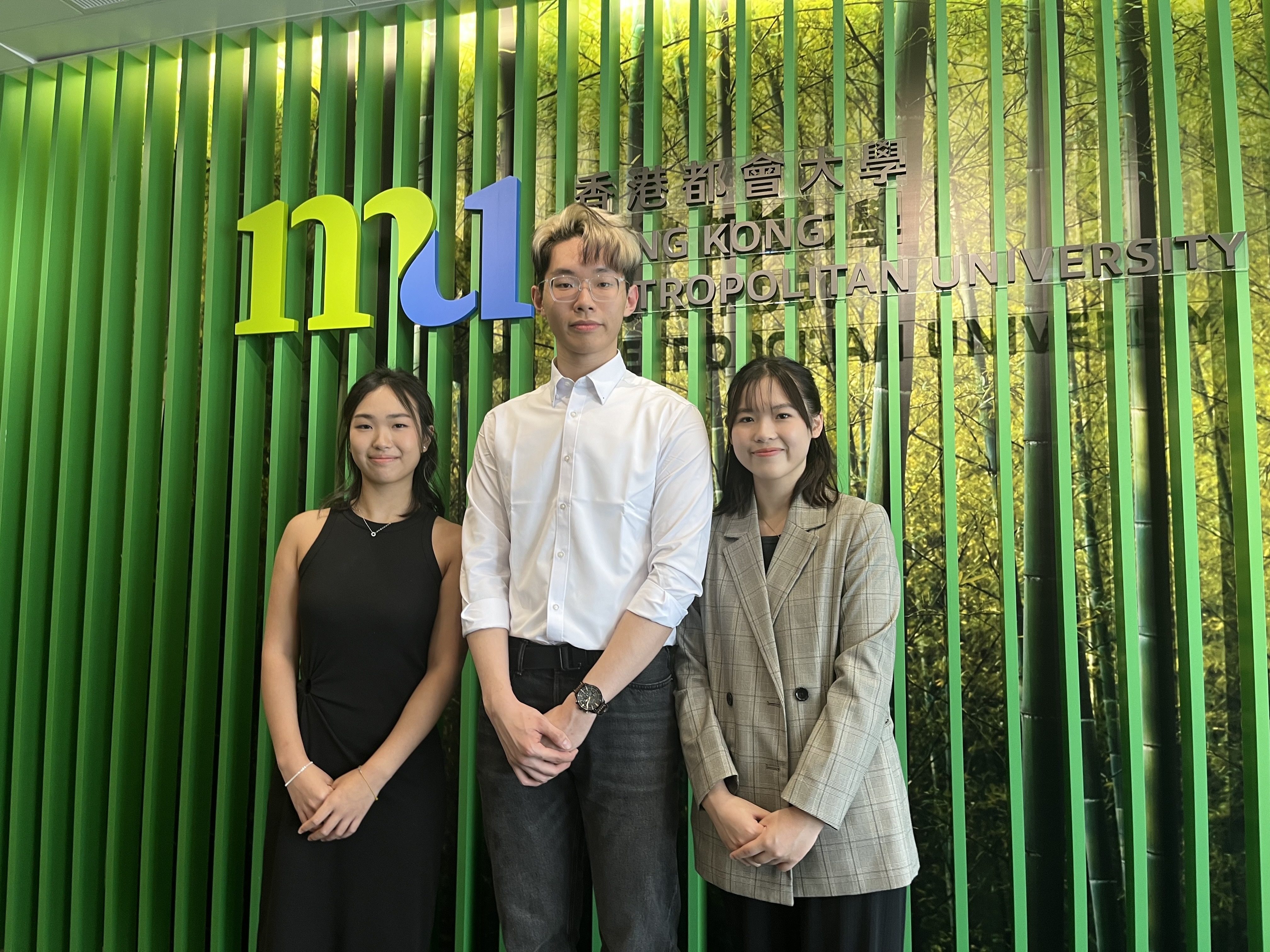 From left: Chloe Leung Hiu-tung, Ivan Kan Shing-hang and Daisy Chan Hiu-lam all enrolled in higher diploma programmes offered by HKMU LiPace. Photo: Handout