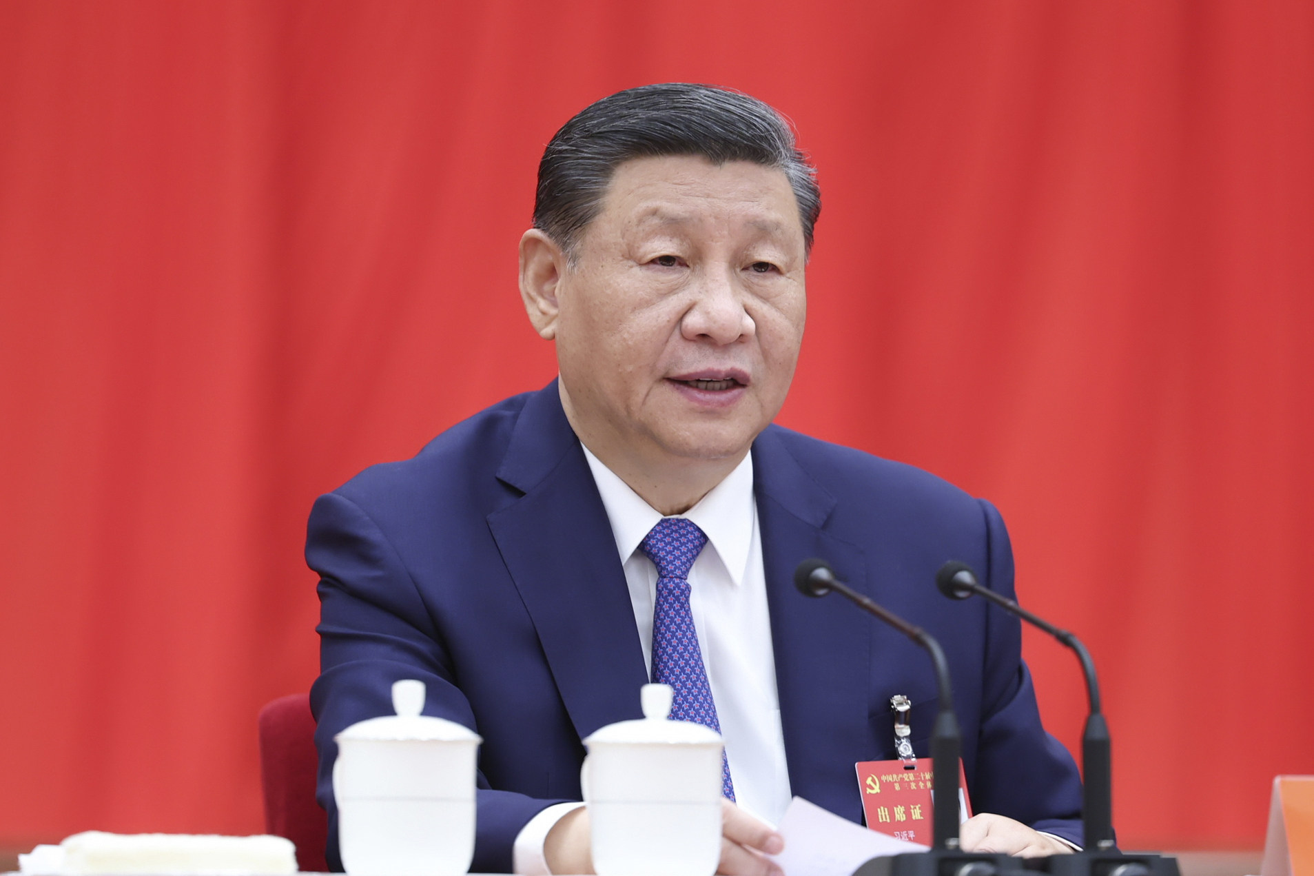 Chinese President Xi Jinping speaks at the third plenary session of the 20th Central Committee of China’s Communist Party. Photo: Xinhua