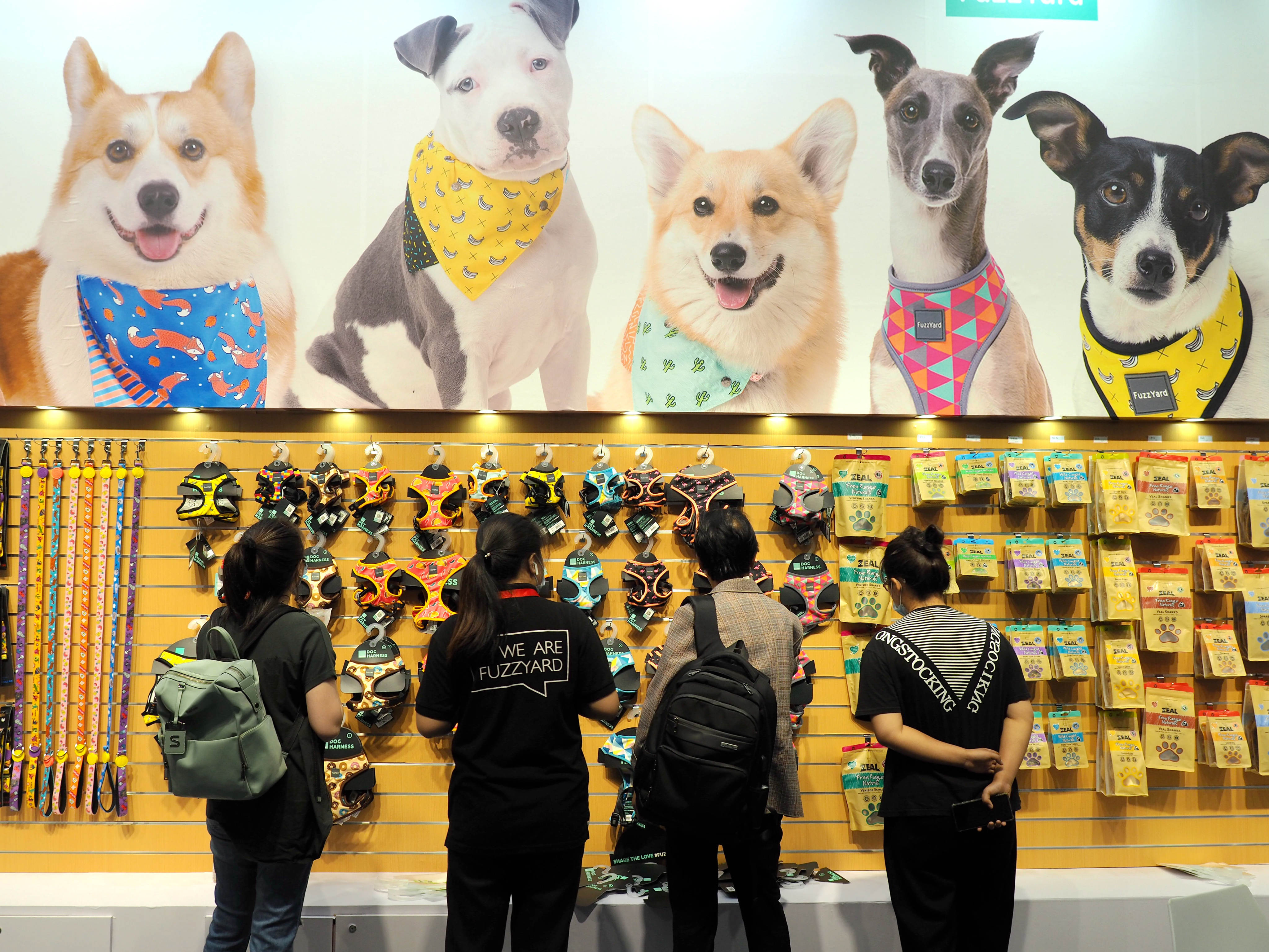 People shop for pet harnesses in Beijing. Photo: Getty Images