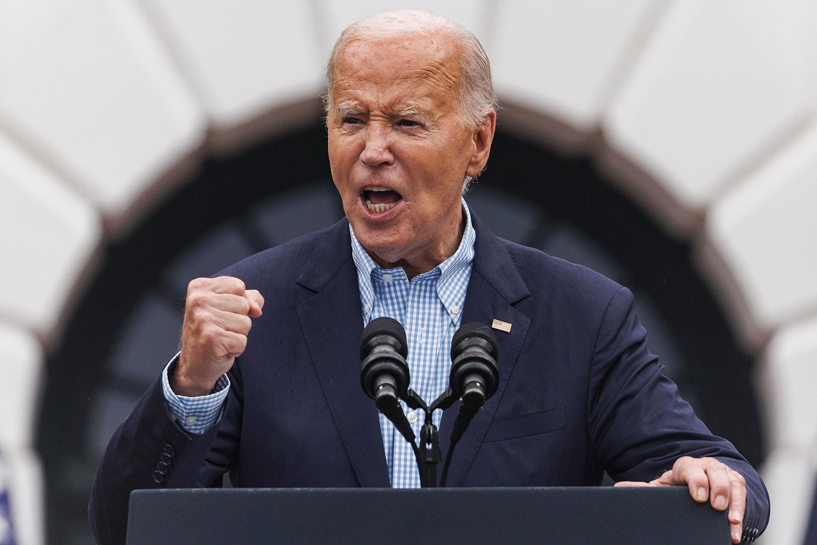 US President Joe Biden speaking at a Fourth of July event on the South Lawn of the White House. The “us vs them” approach of favouring some countries and ostracising others stokes ideological confrontation. Photo: Getty Images/TNS