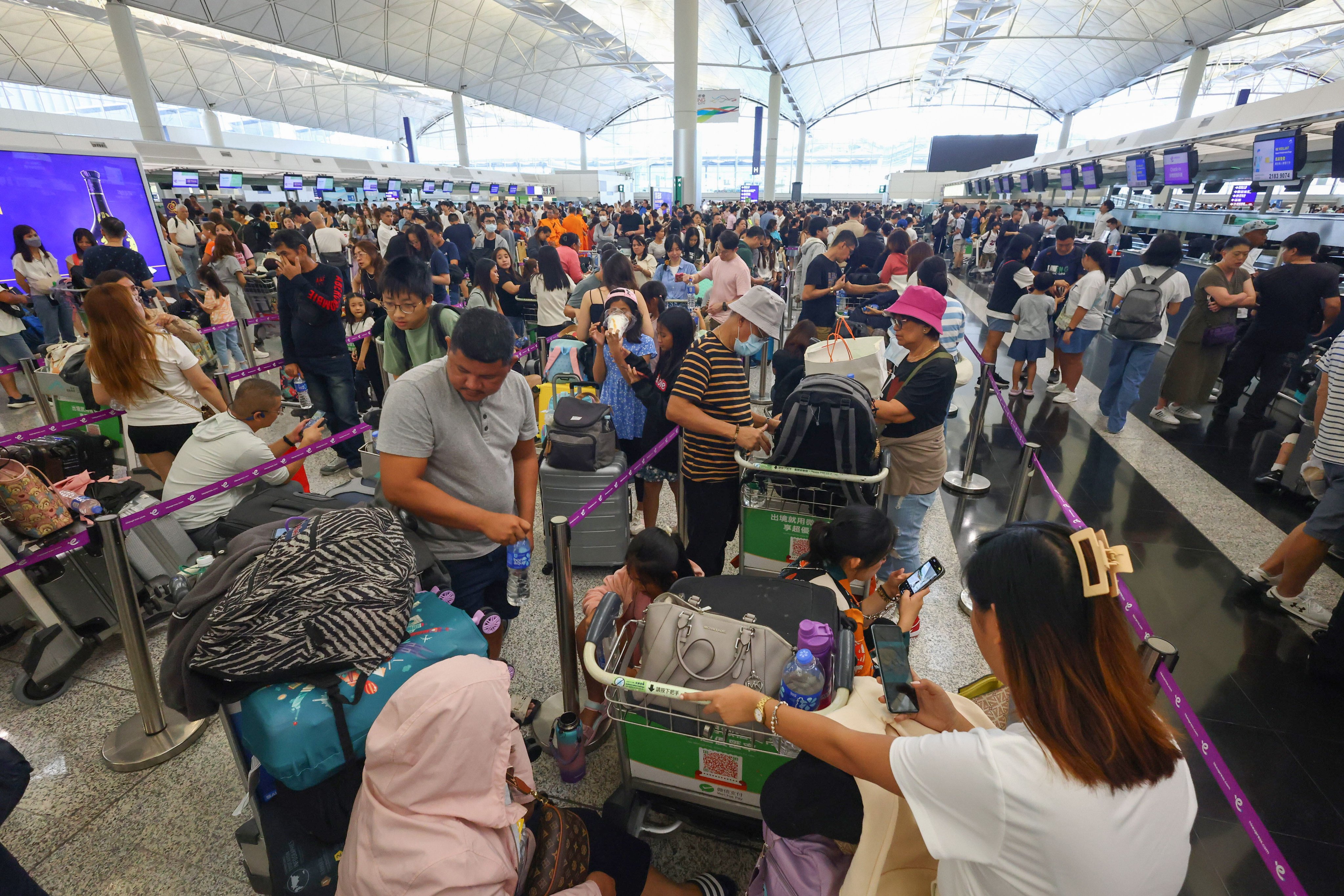 Passengers have been checking in manually at the city’s airport. Photo: Dickson Lee