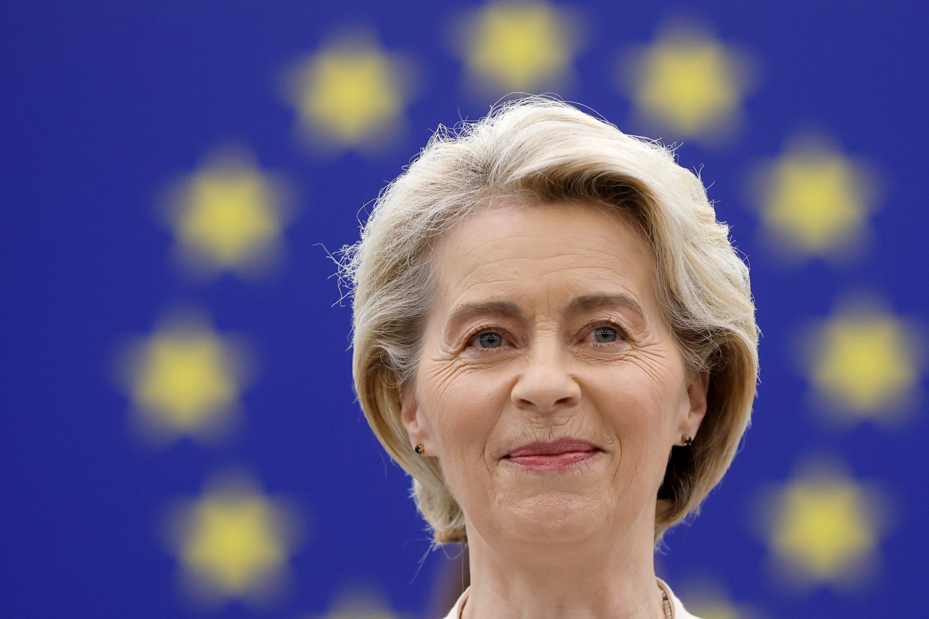 European Commission President Ursula von der Leyen addresses the plenary at the European Parliament in Strasbourg, France, on Thursday. Photo: AP