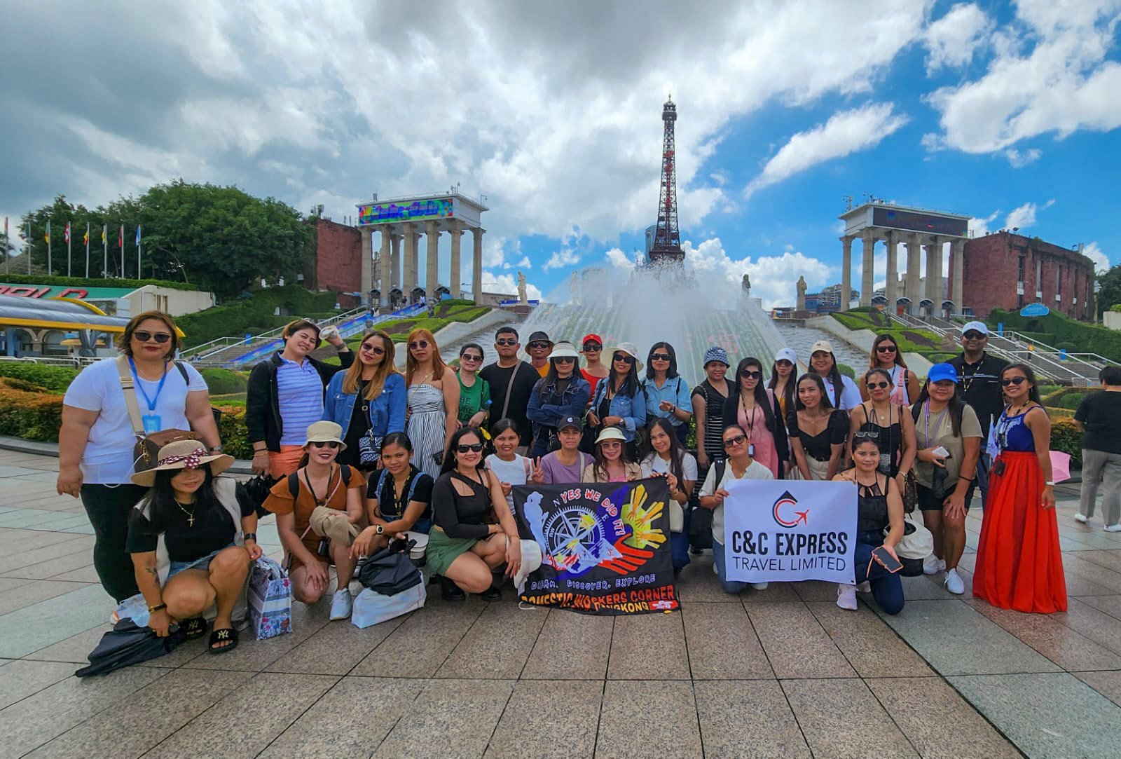 A group of domestic helpers working in Hong Kong enjoy a trip to mainland China. Photo: Handout