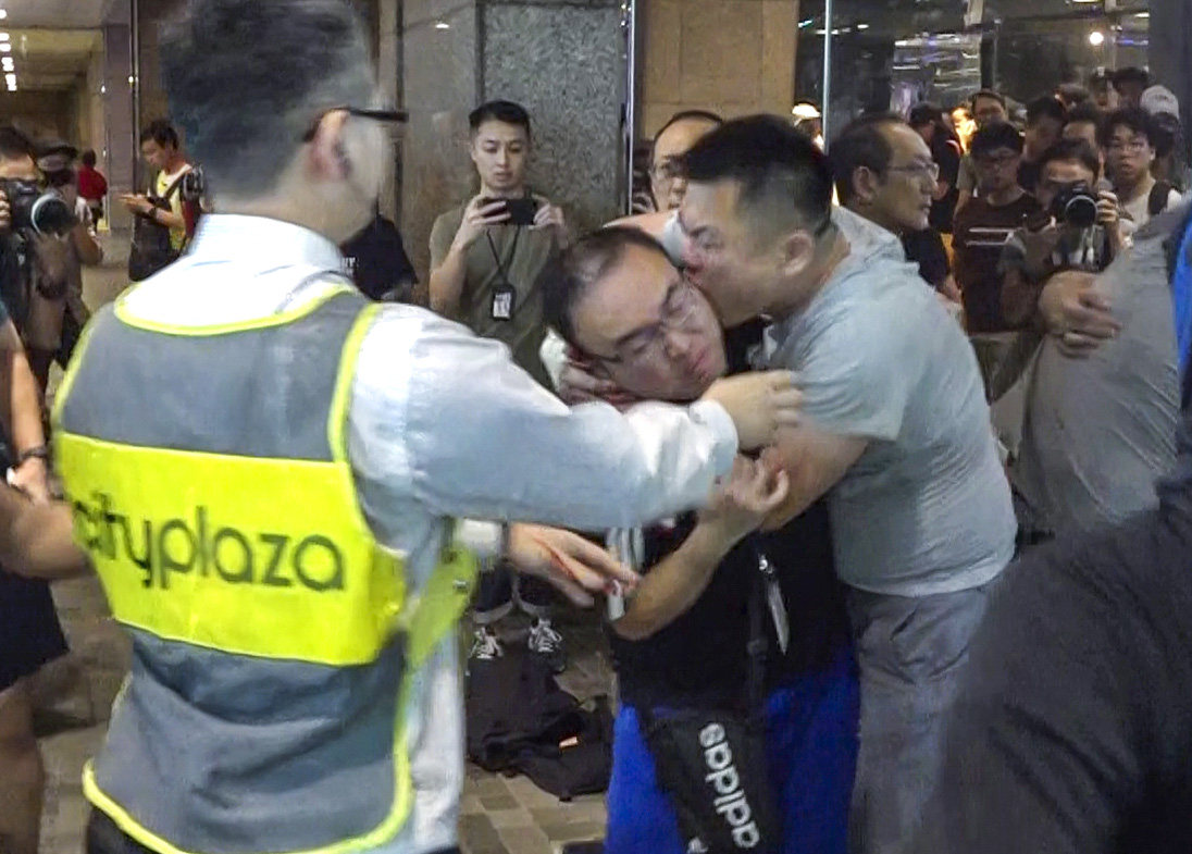Joe Chen went on a drunken rampage during a peaceful demonstration on November 3, 2019. Photo: Handout