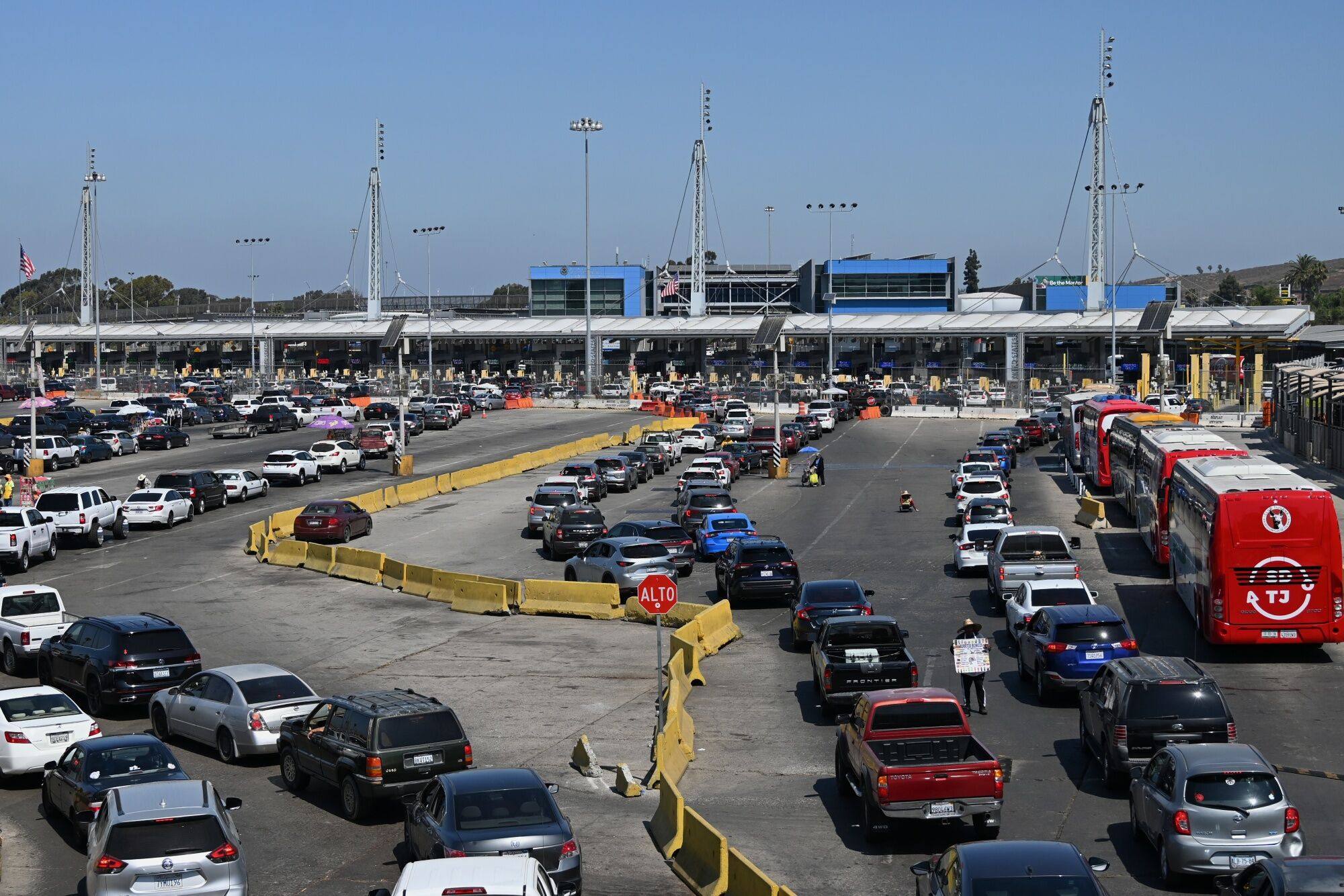 The San Ysidro Port of Entry border crossing in Tijuana, Mexico, on July 19. A botched software update from cybersecurity firm CrowdStrike crashed countless Microsoft Windows computer systems globally and impacted the CBP One app used by people crossing the US-Mexico border. Photo: Bloomberg