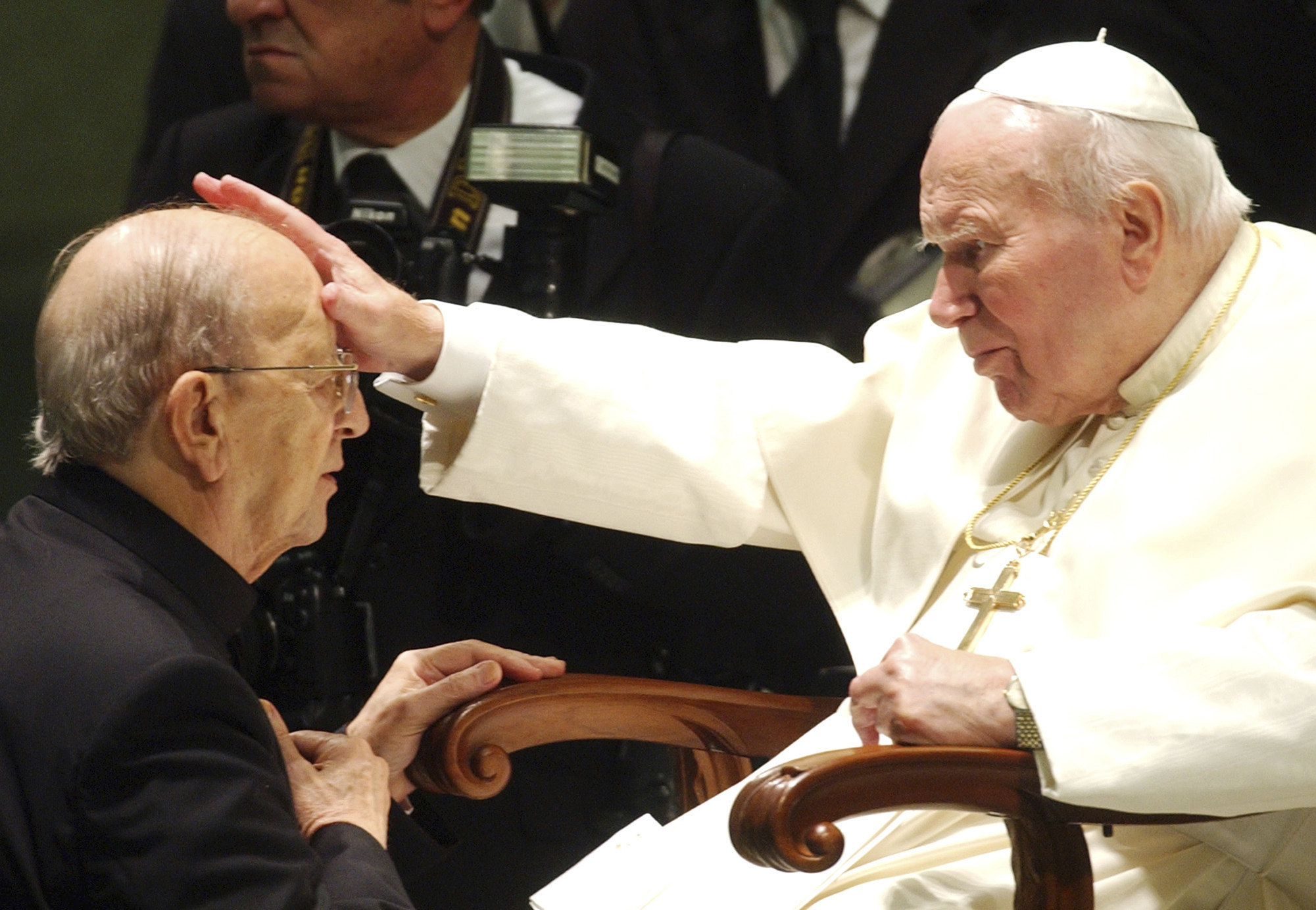 Pope John Paul II gives his blessing to late father Marcial Maciel, founder of Christ’s Legionaries, at the Vatican in November 2004. File photo: AP