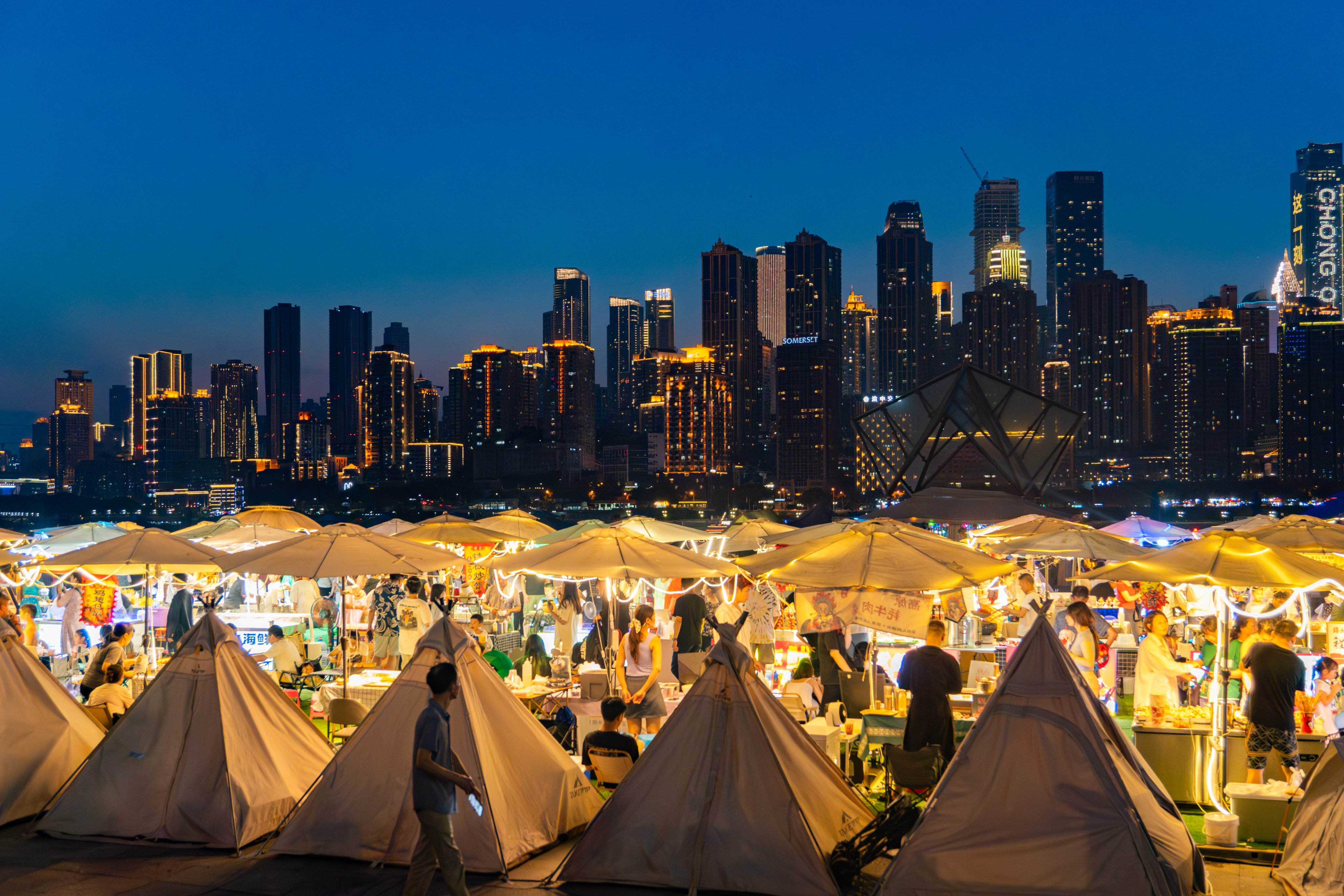 People at a night market in Chongqing, China, on July 6. Photo: CFOTO/Future Publishing via Getty Images