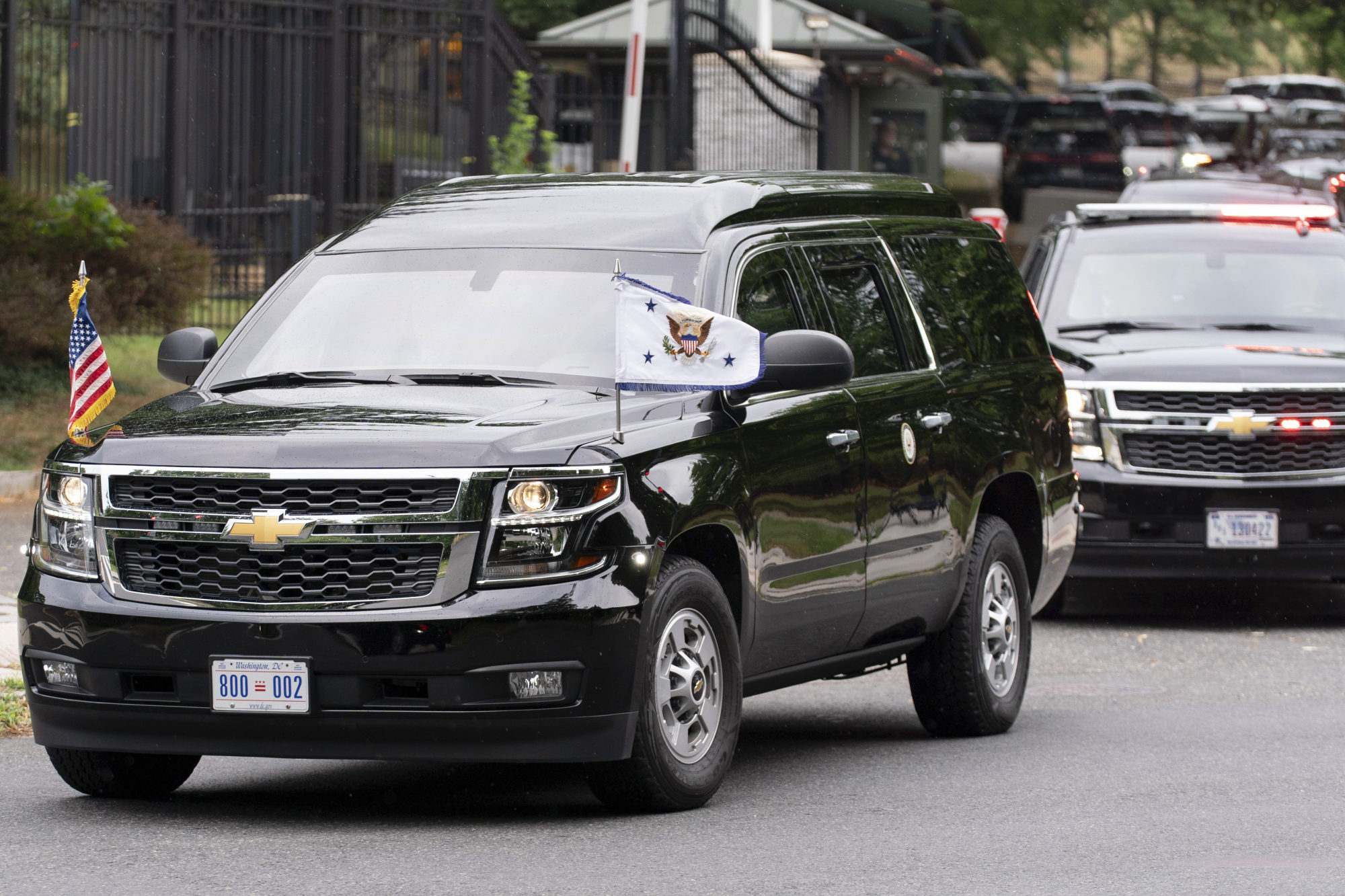 Harris leaving her residence in a motorcade at the US Naval Observatory in Washington on Monday. Photo: AP