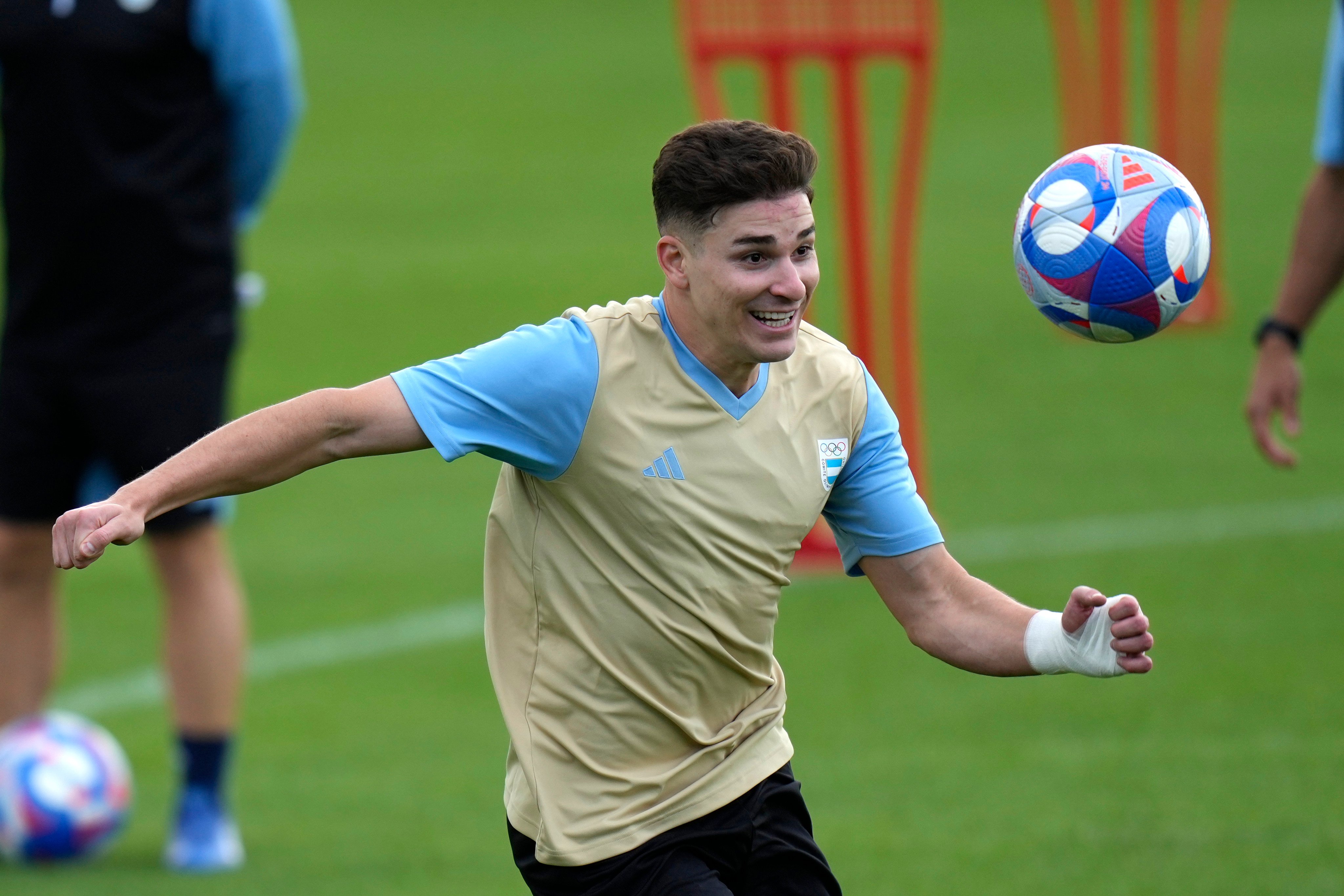 Julian Alvarez, who stars for Manchester City, will be one of Argentina’s highest-profile players as they set out to defend their gold medal without Lionel Messi. Photo: AP