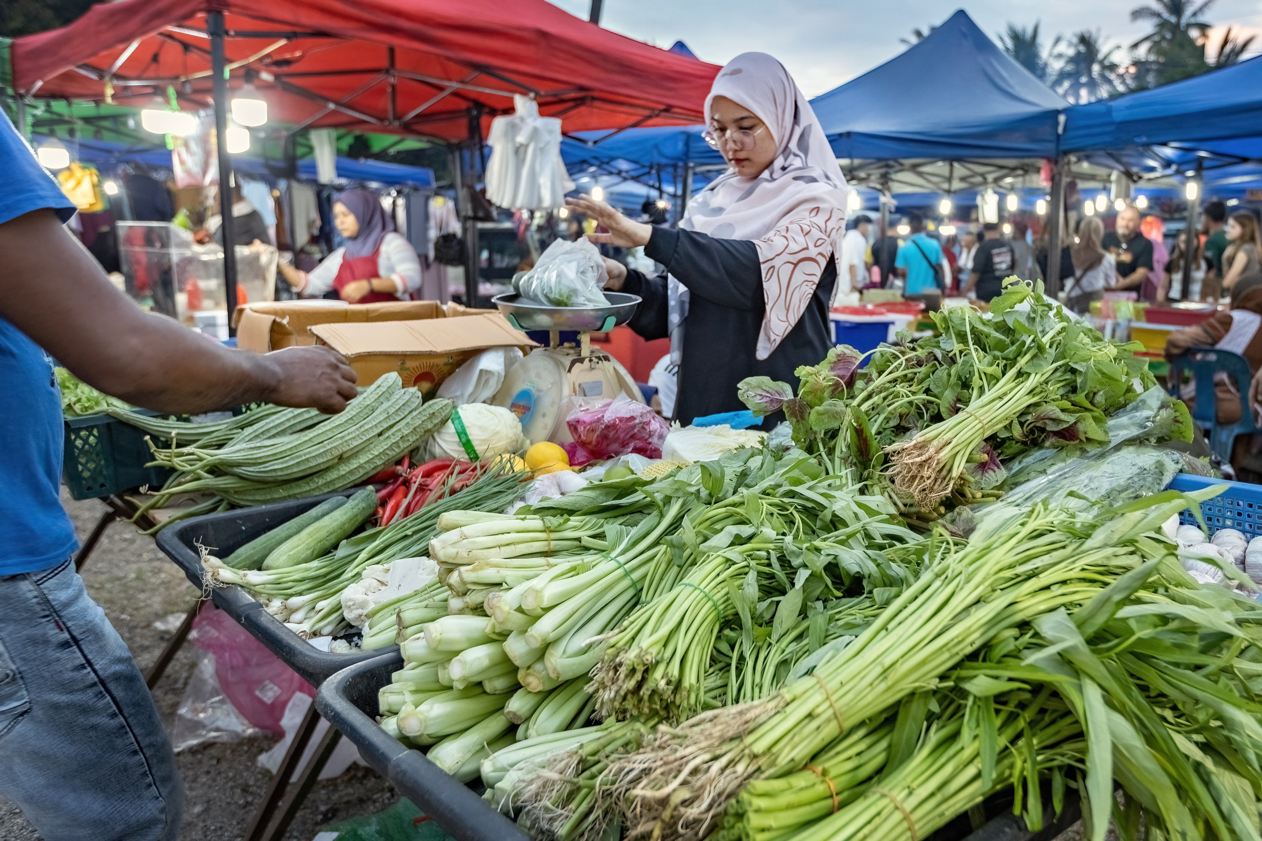 A vegetable stall at a night market in Malaysia. Photo: Shutterstock