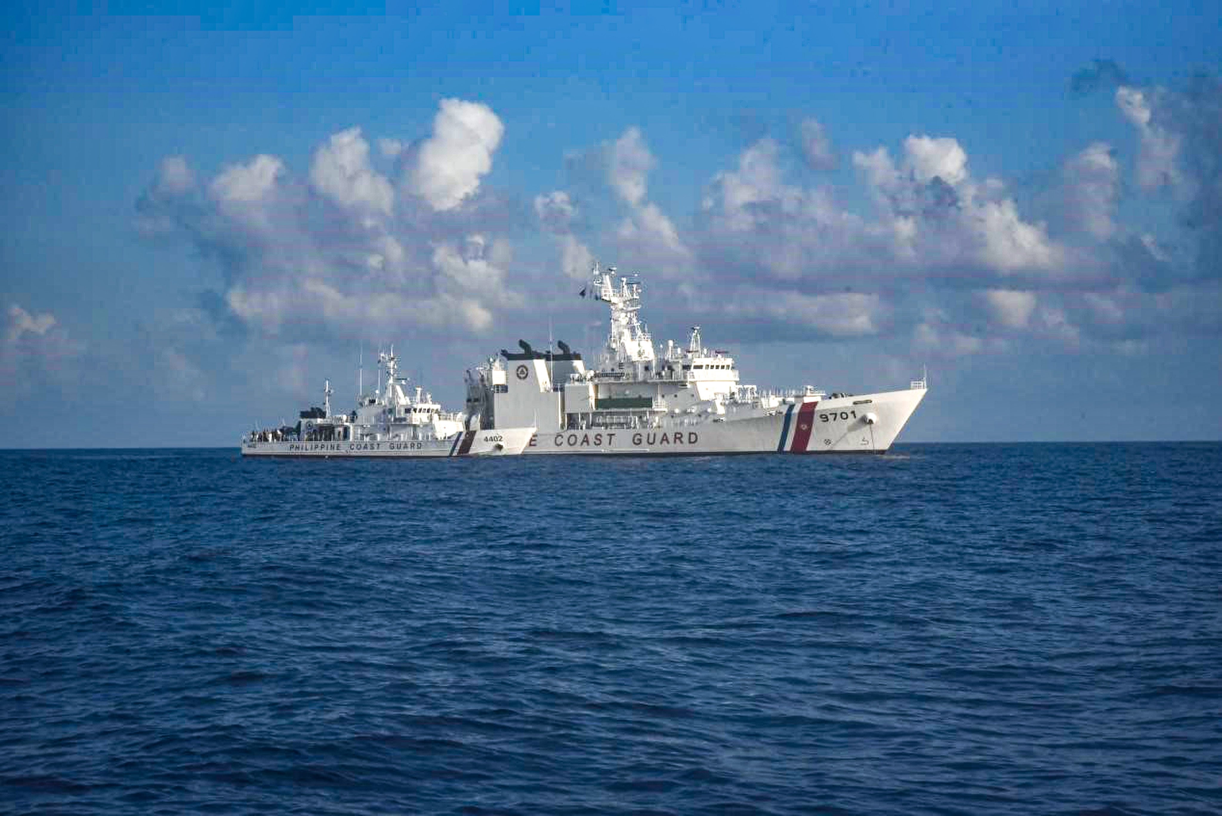 Philippine vessels pictured near Sabina Shoal. Photo: China Coast Guard