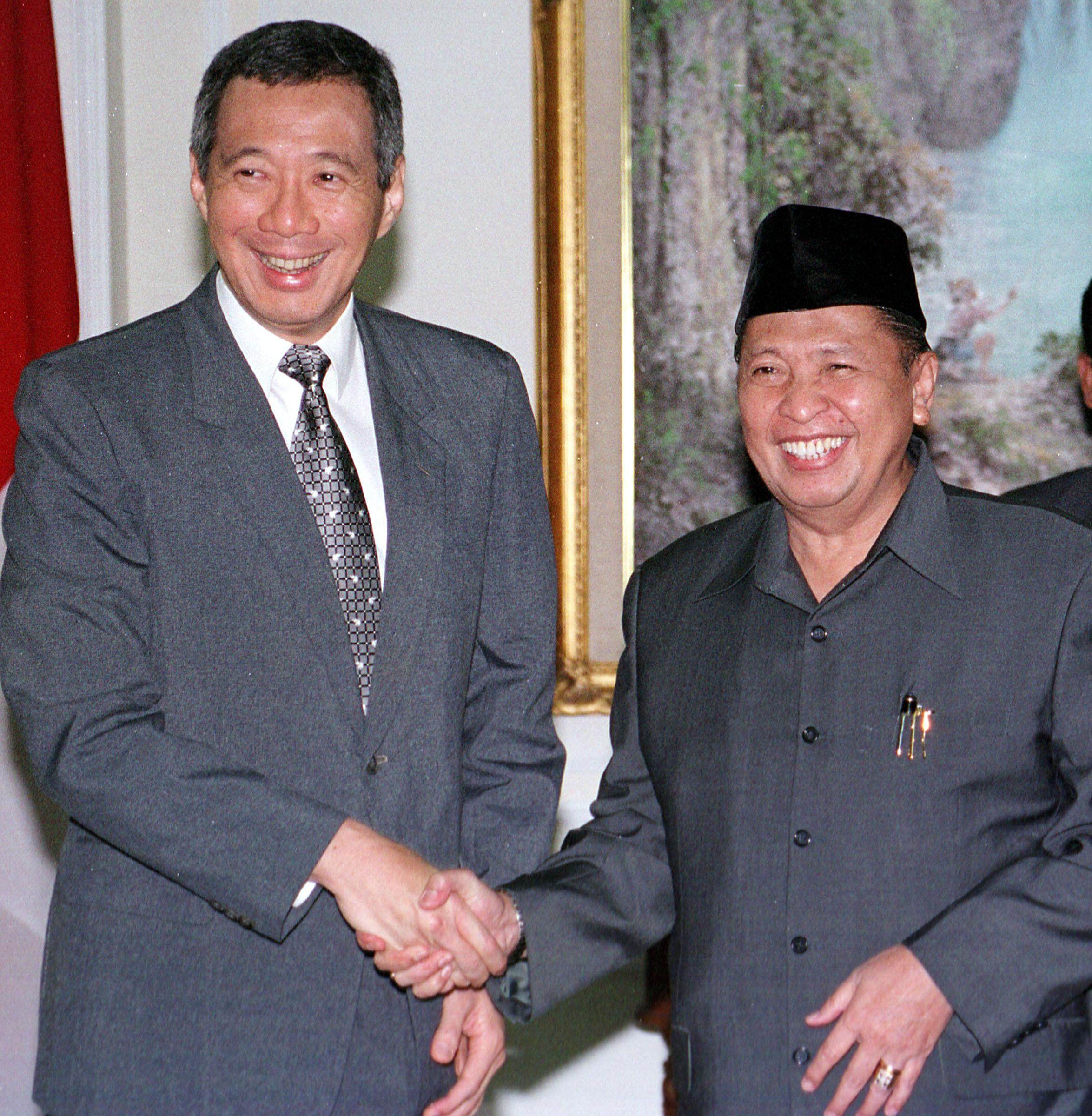 Indonesian Vice-President Hamzah Haz meets Lee Hsien Loong, then Singapore’s deputy prime minister, in Jakarta in 2004. Photo: AFP