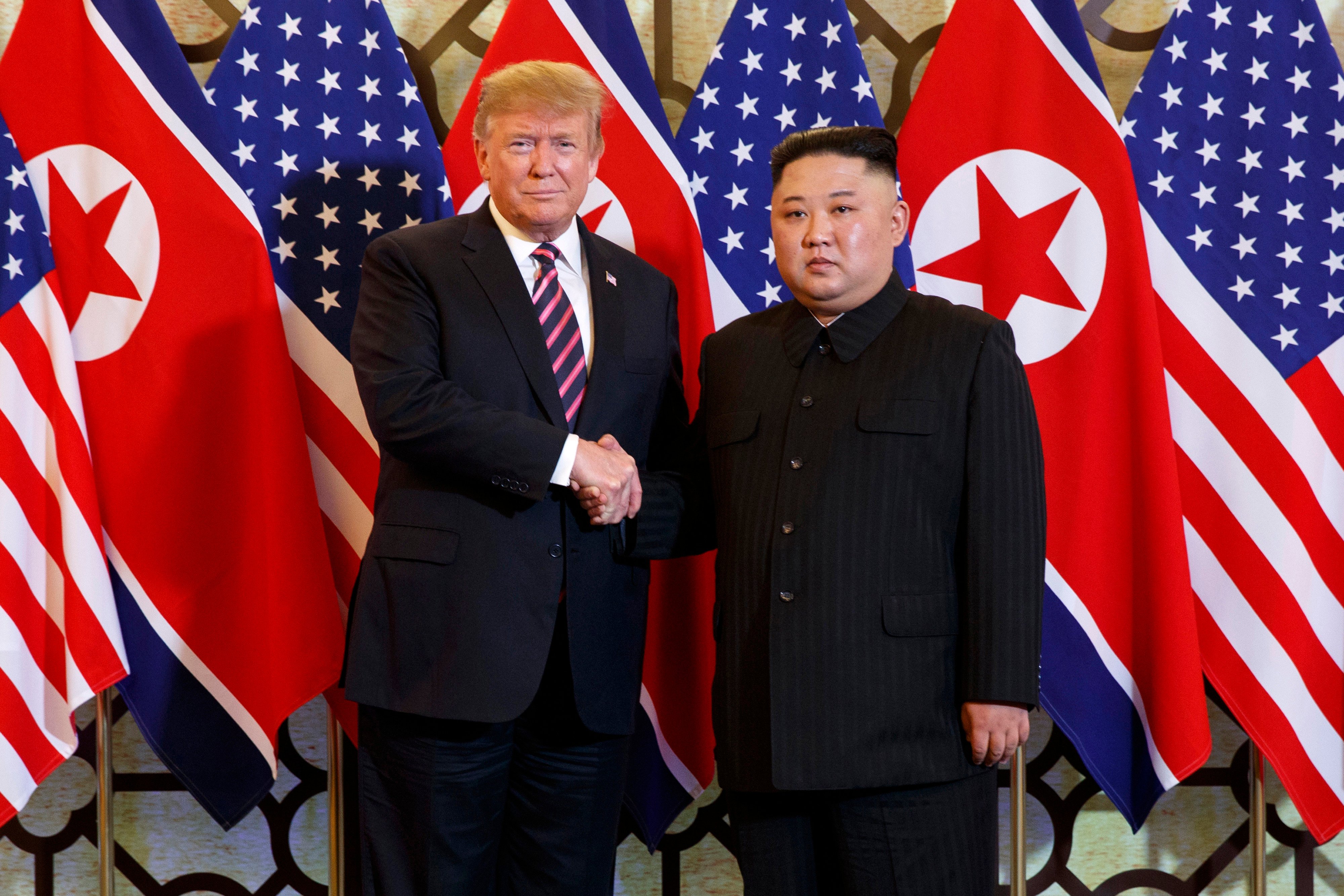 Then US President Donald Trump poses with North Korean leader Kim Jong-un for a photo in Hanoi, Vietnam, in 2019. Photo: AP