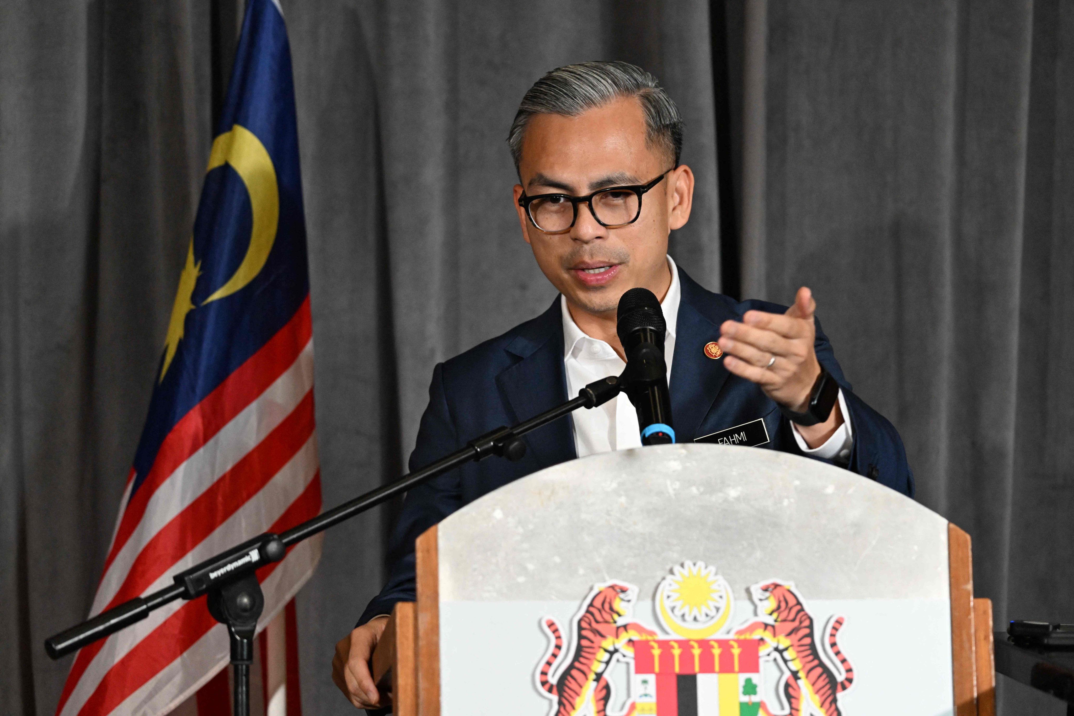 Malaysia’s Communications Minister Fahmi Fadzil during an event in Kuala Lumpur in March. Photo: AFP