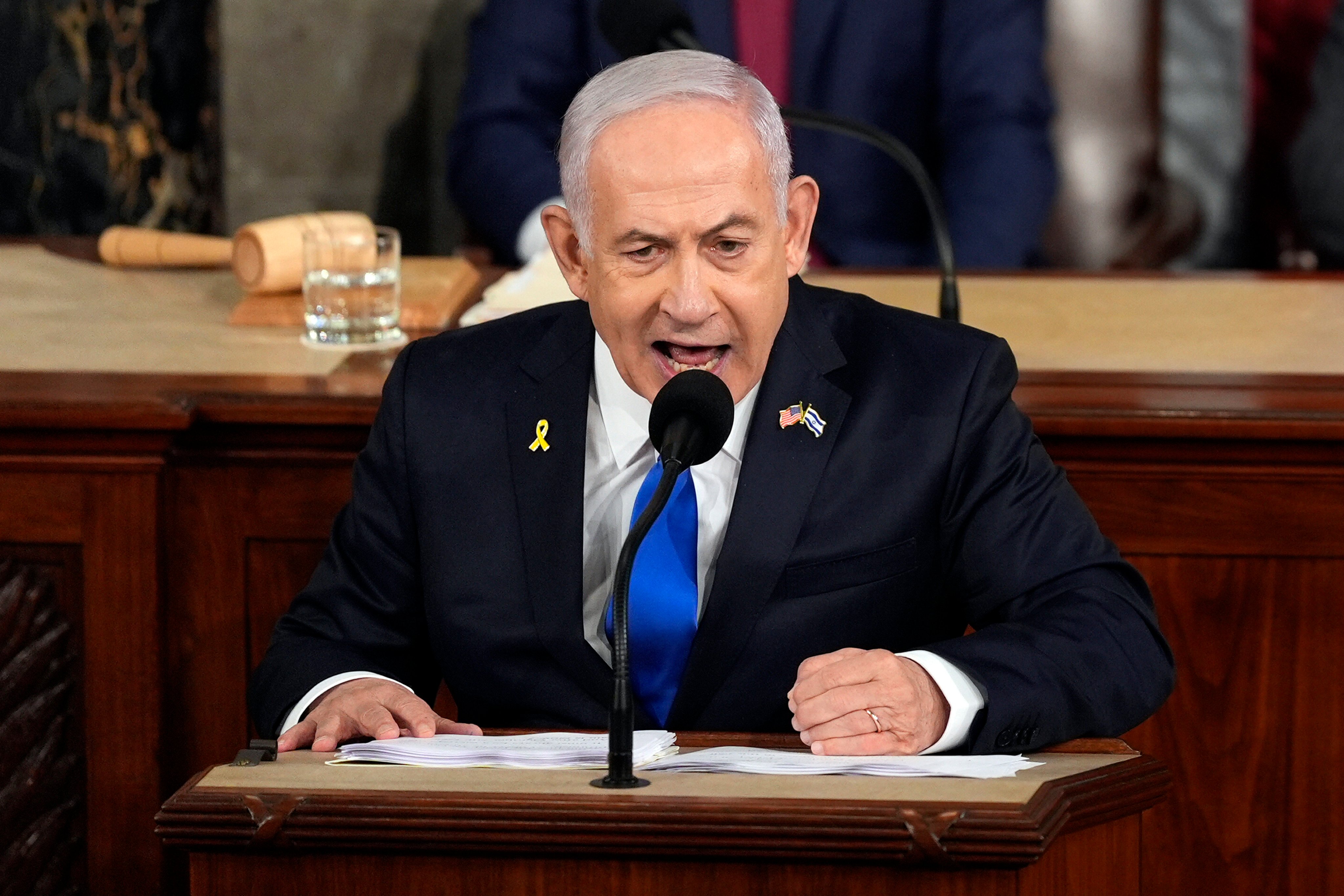 Israeli Prime Minister Benjamin Netanyahu speaks to a joint meeting of Congress at the US Capitol on Wednesday. Photo: AP