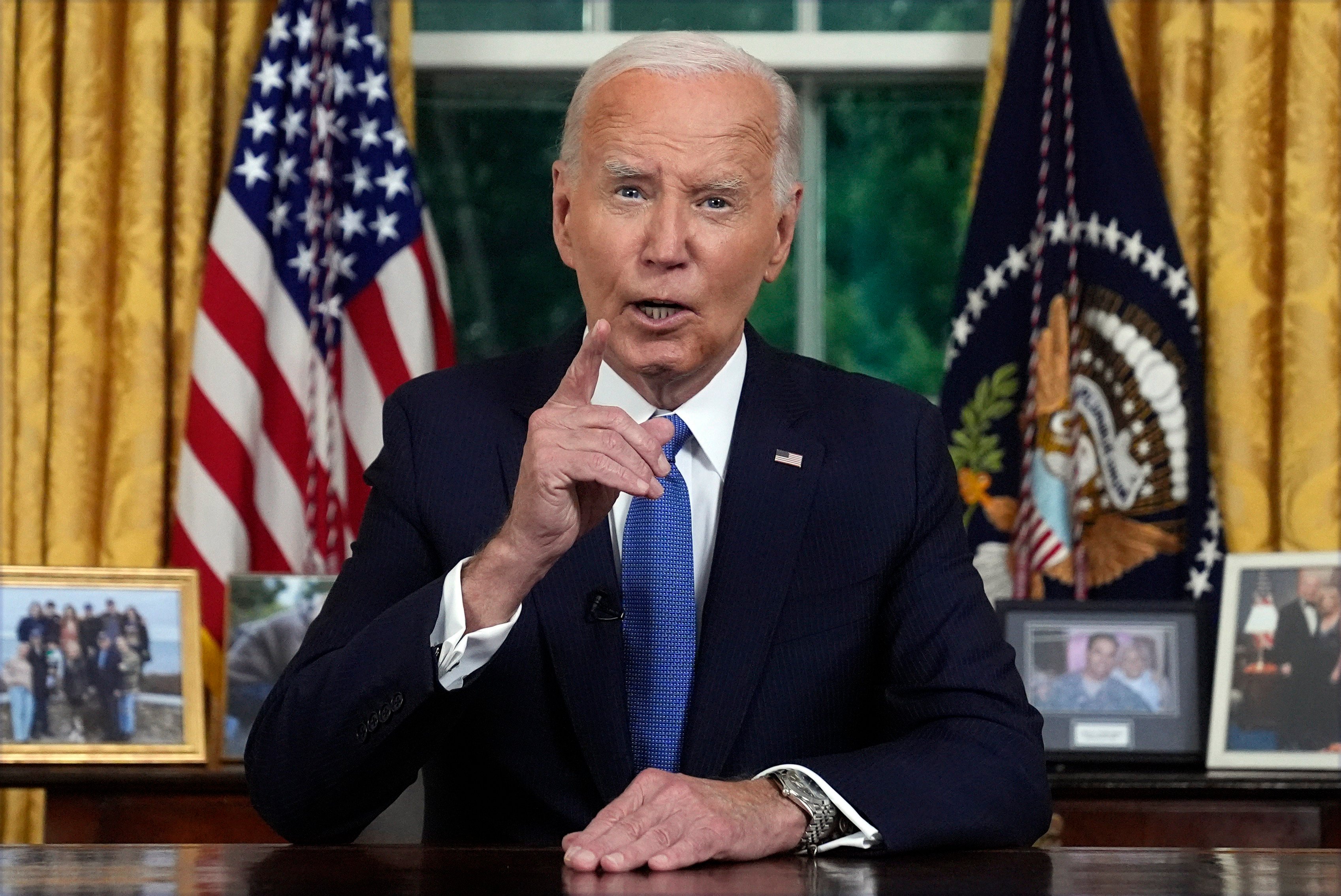 US President Joe Biden makes his first address since his decision to drop out of the 2024 presidential race. Photo: AP