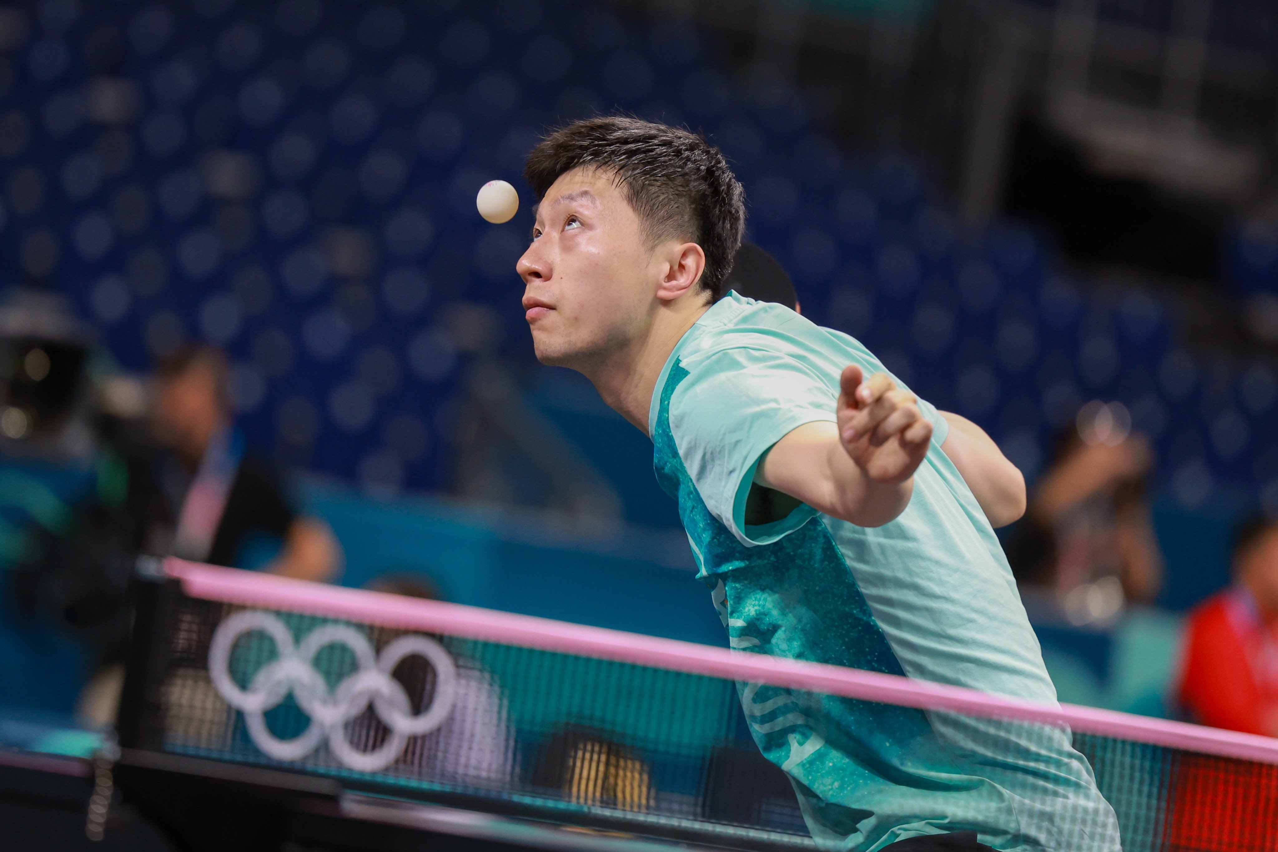 China’s Ma Long takes part in a table tennis training session ahead of the Paris Olympics. Photo: Xinhua