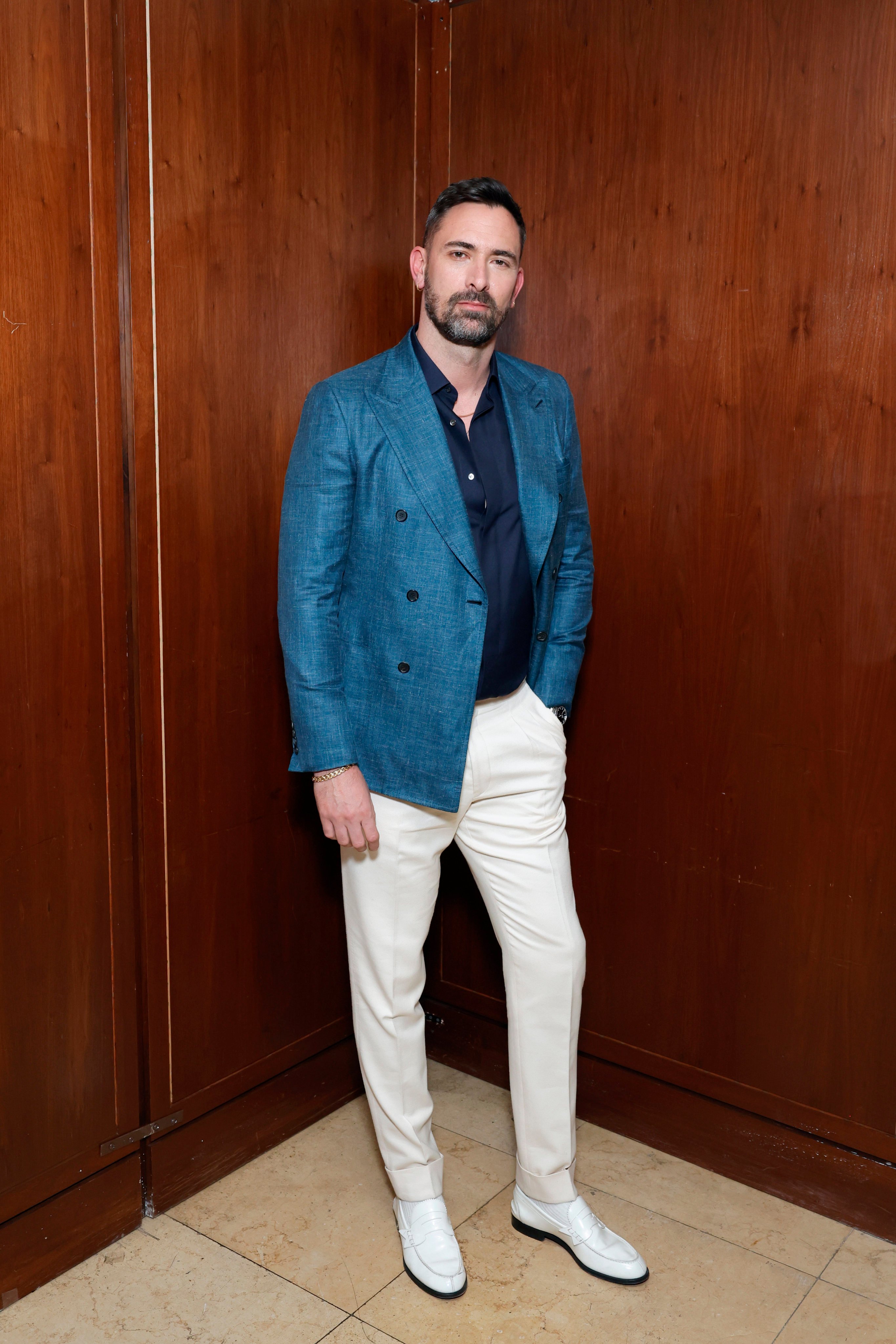 Celebrity menswear stylist Alfie Baker clearly dresses himself just as sharply as his A-list clients. Photo: The Hollywood Reporter via Getty Images