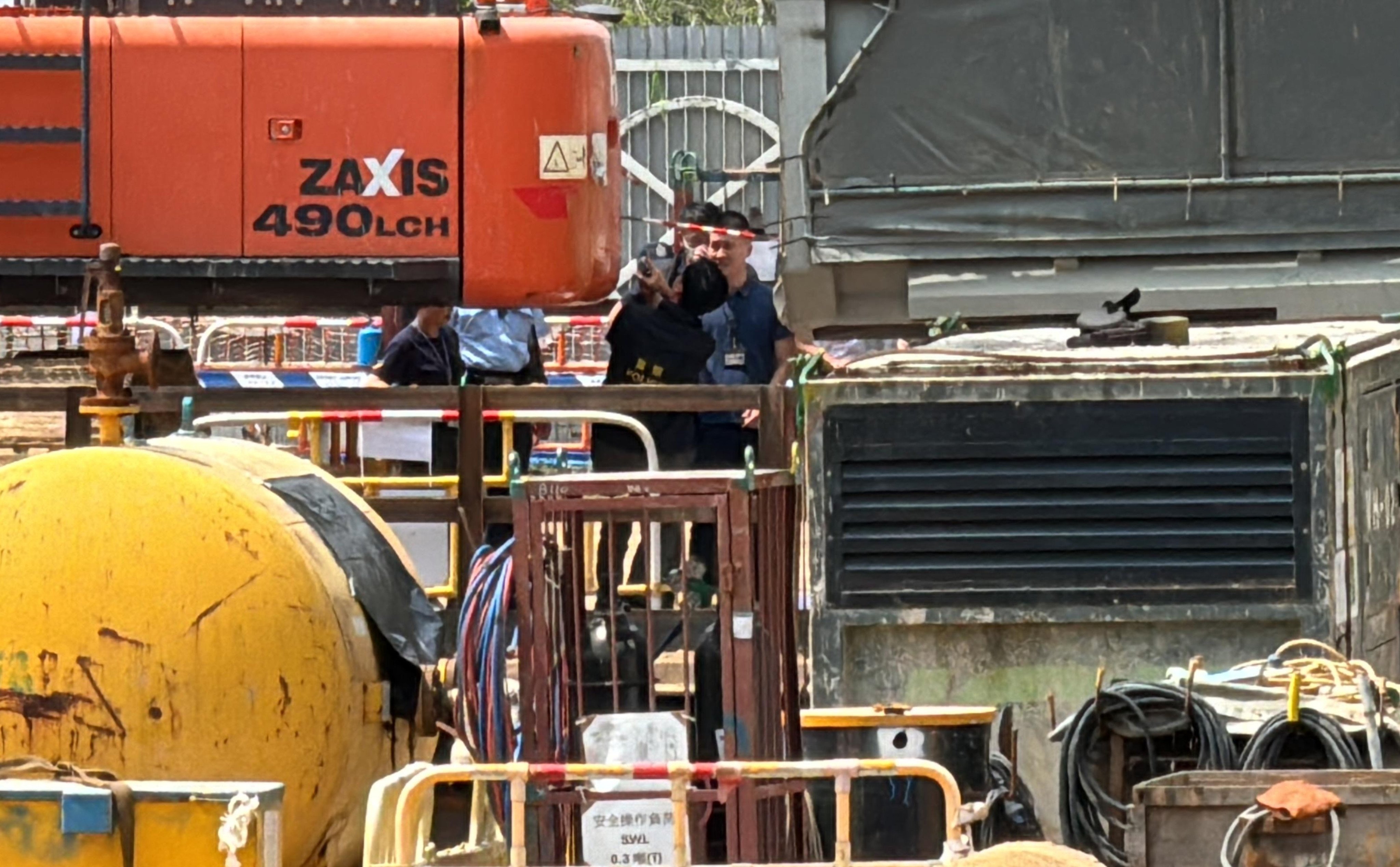 The Lai Kong Street construction site in Kwai Chung, where a dump truck driver was killed on Thursday after his head was crushed between his vehicle and an excavator. Photo: Handout