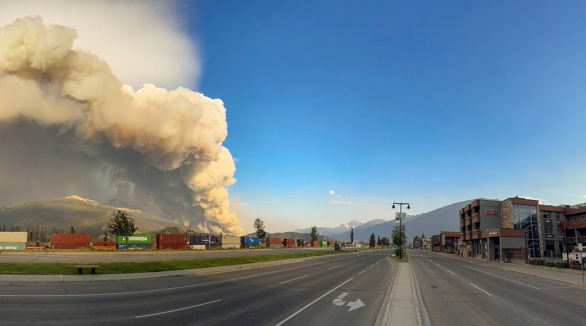Smoke rises from a wildfire burning near Jasper, Alberta, Canada, on Wednesday. Photo: Jasper National Park via Canadian Press/AP