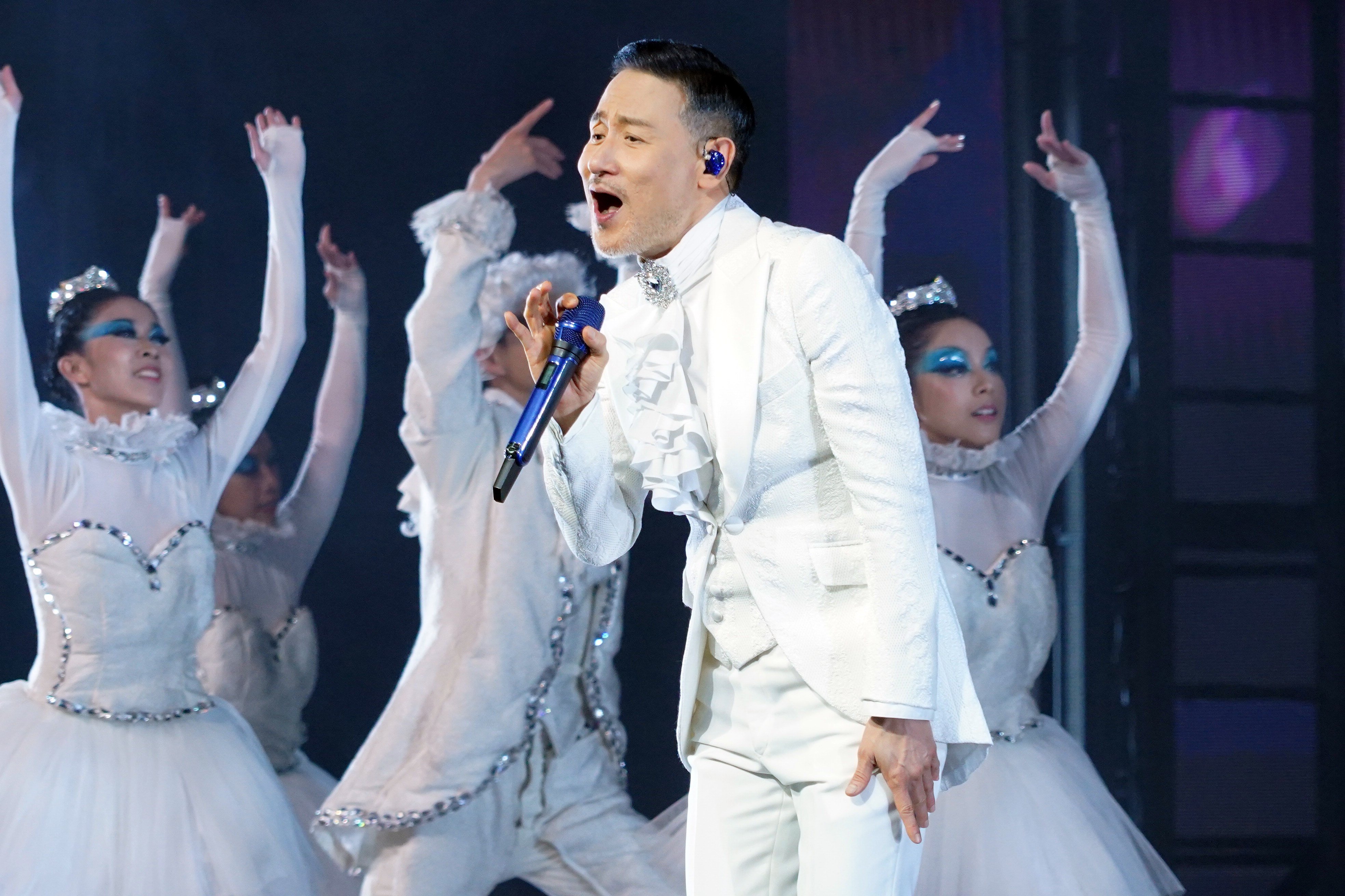 Singer Jacky Cheung Hok-yau performs during a concert on the Hong Kong leg of his Jacky Cheung 60+ Concert Tour in January 2024. The singer cancelled tour dates in Hangzhou, China, this weekend, the third such cancellation since March because of health issues. Photo: Getty Images