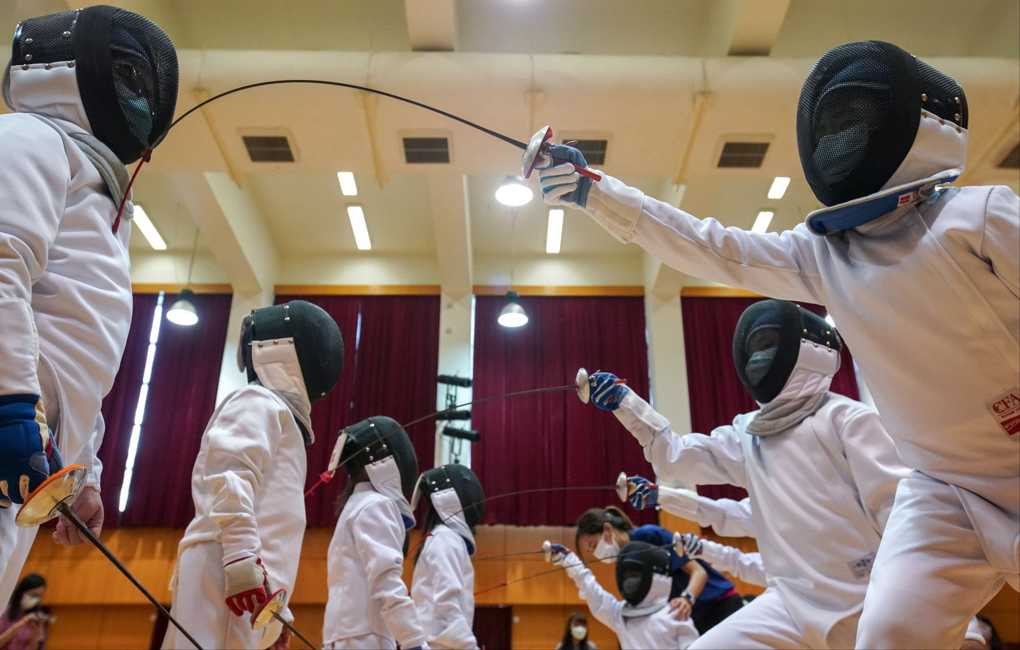 Students practice fencing at Po Leung Kuk Riverain Primary School in this file photo: Photo: Felix Wong