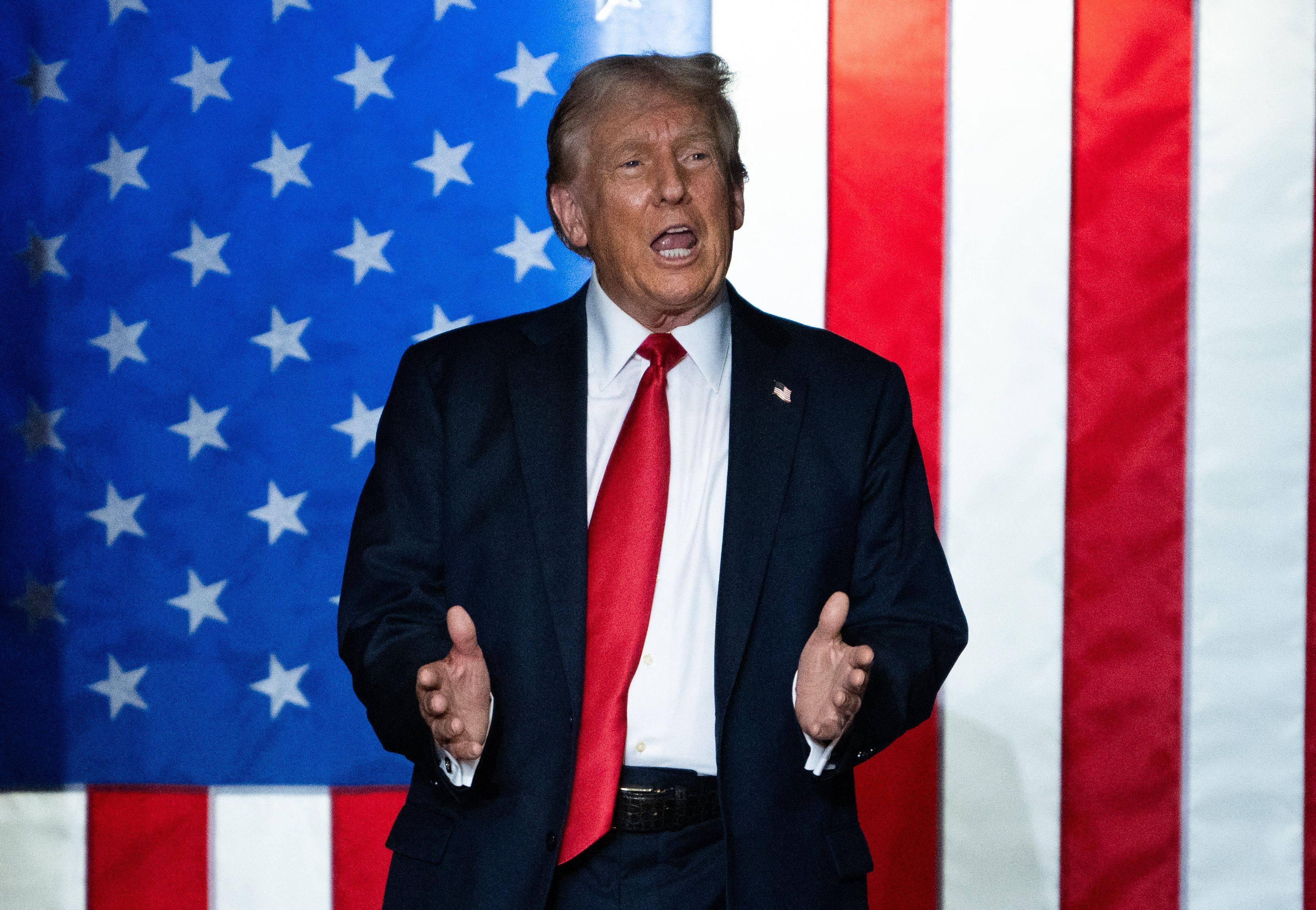 US Republican presidential candidate former President Donald Trump arrives to speak during a rally in St Cloud, Minnesota on July 27. Photo: Getty Images via AFP