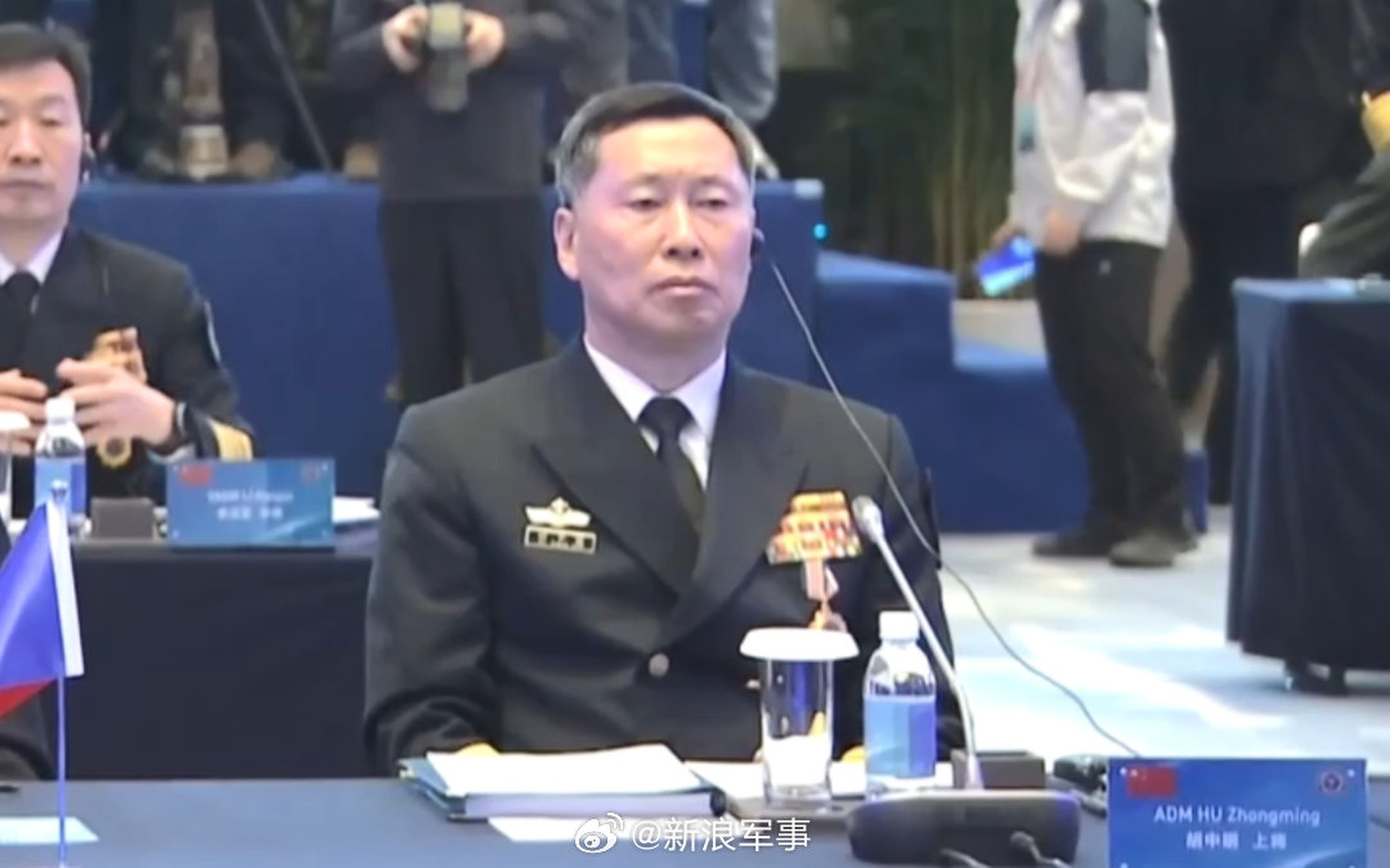 Admiral Hu Zhongming, commander of China’s navy, attended Russia’s annual navy celebration on Sunday. Photo: Weibo/新浪军事