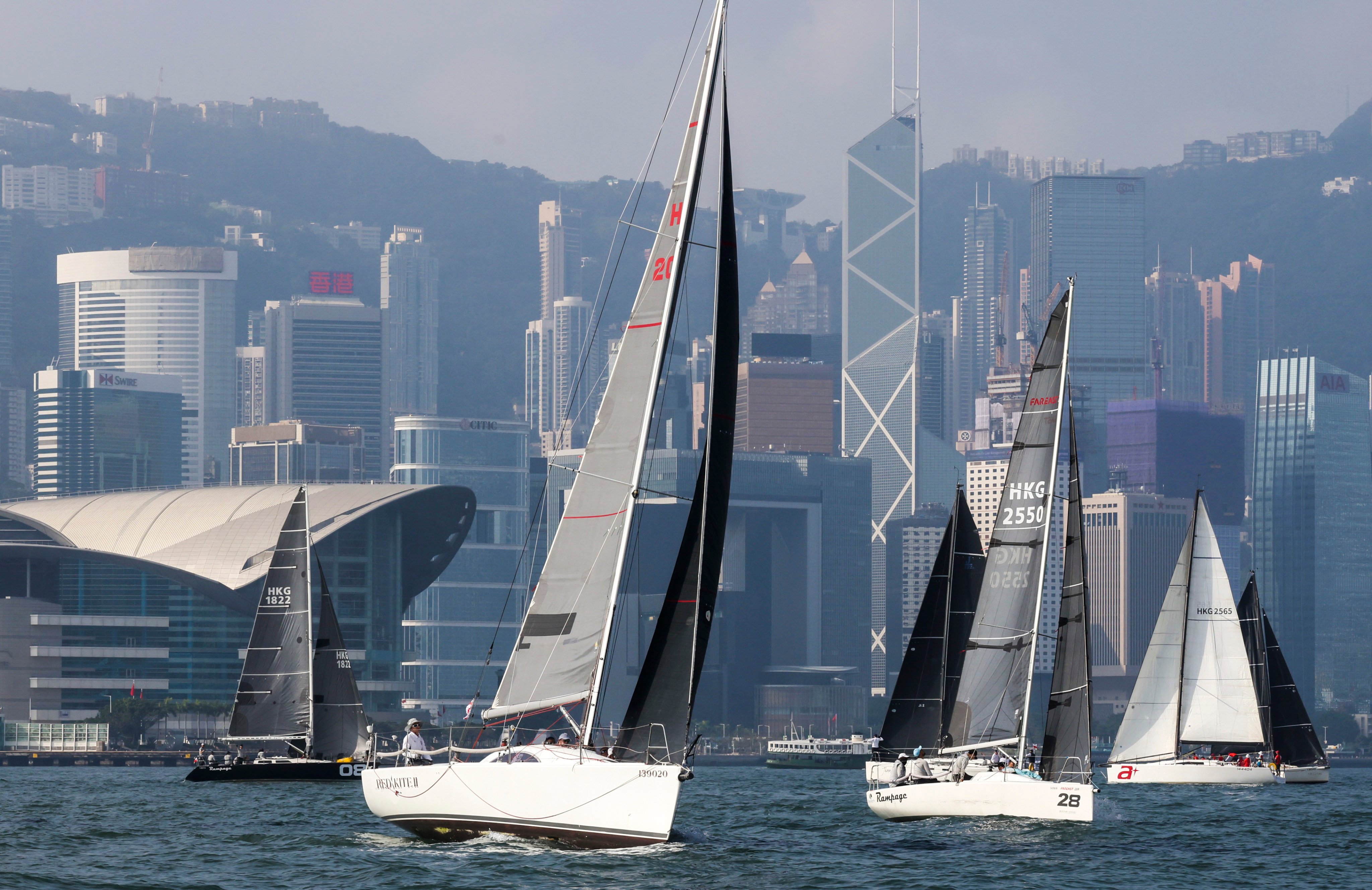 Boats take part in the Royal Hong Kong Yacht Club’s annual Around the Island Race on November 20, 2022. Photo: Jonathan Wong