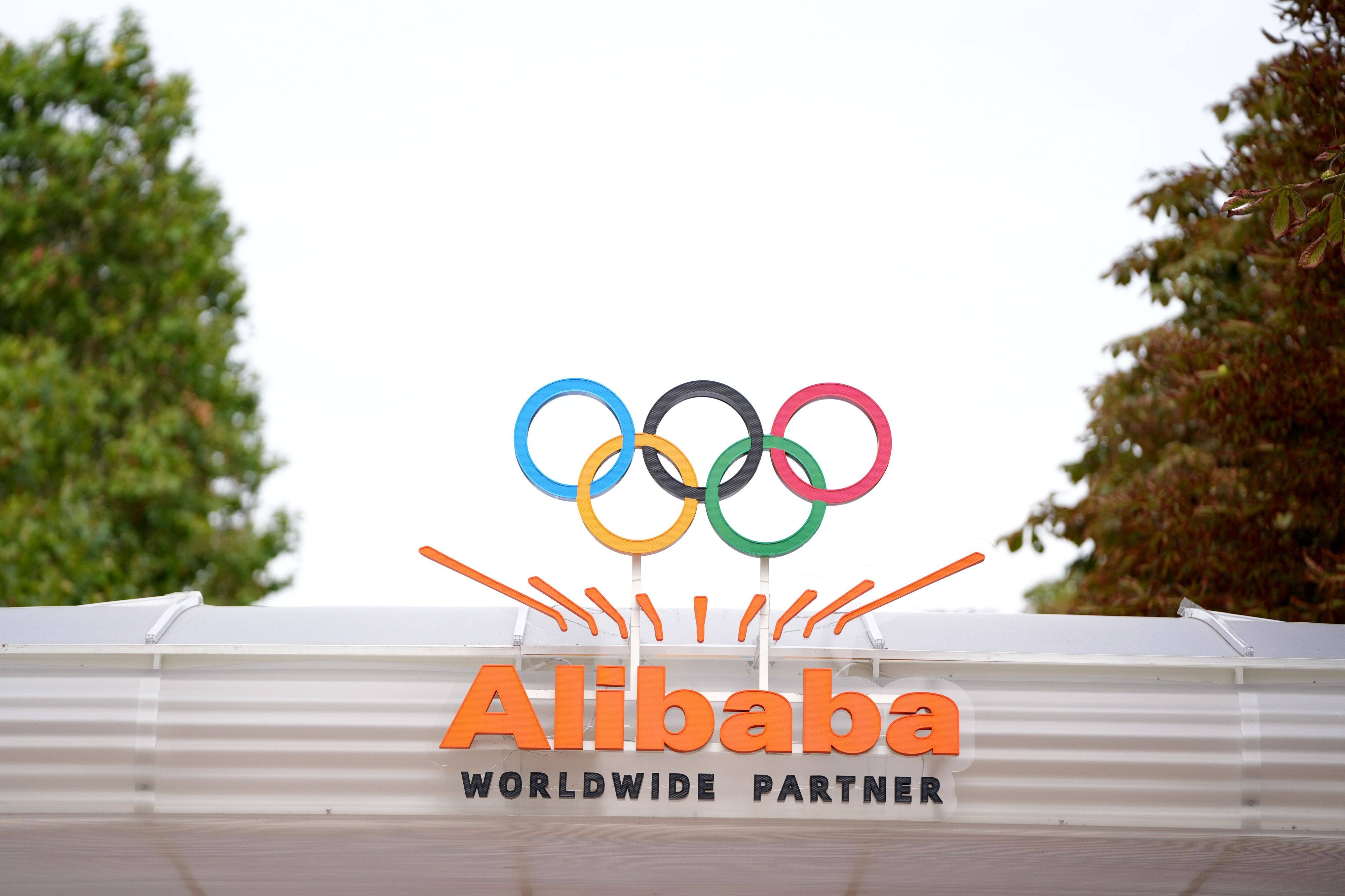 An Alibaba Group Holding Ltd logo beside the Olympic rings in central Paris. Photo: Bloomberg