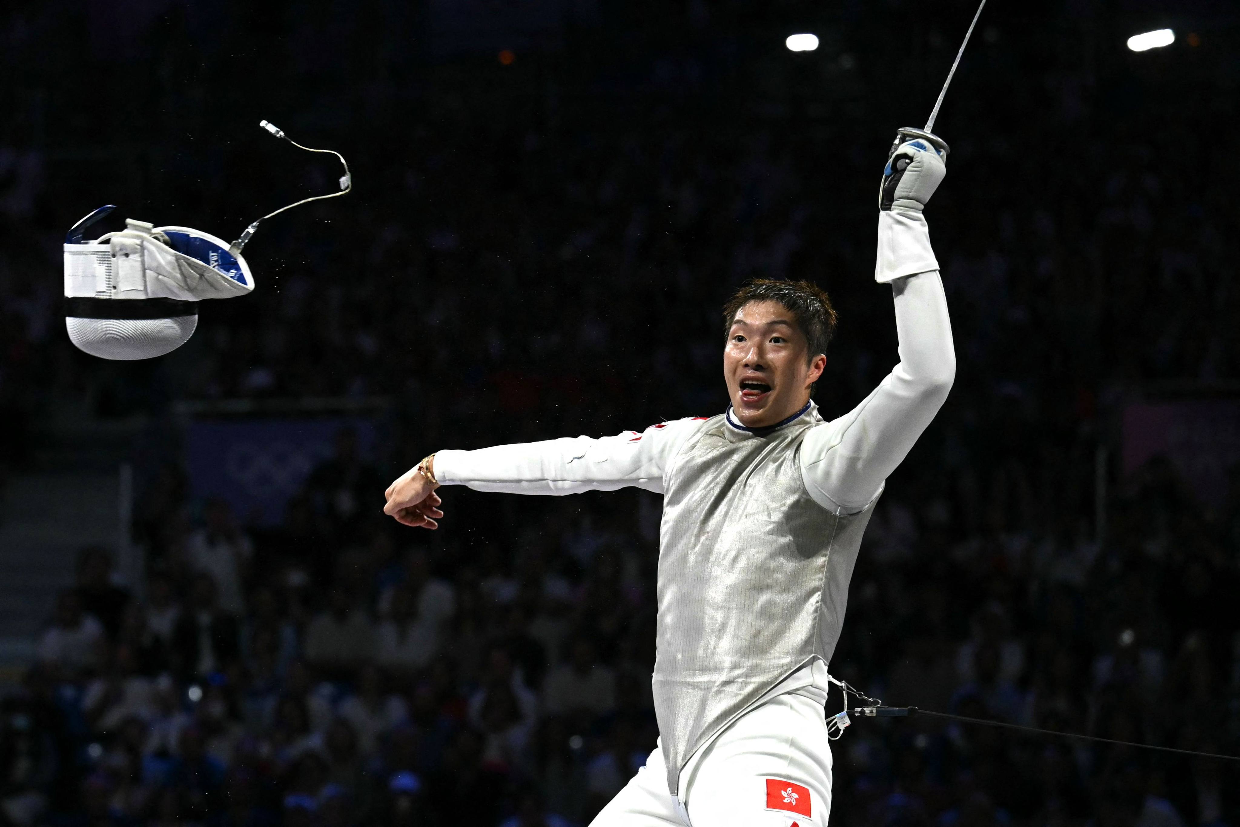 Cheung Ka-long is ecstatic as he clinches gold in Paris. Photo: AFP