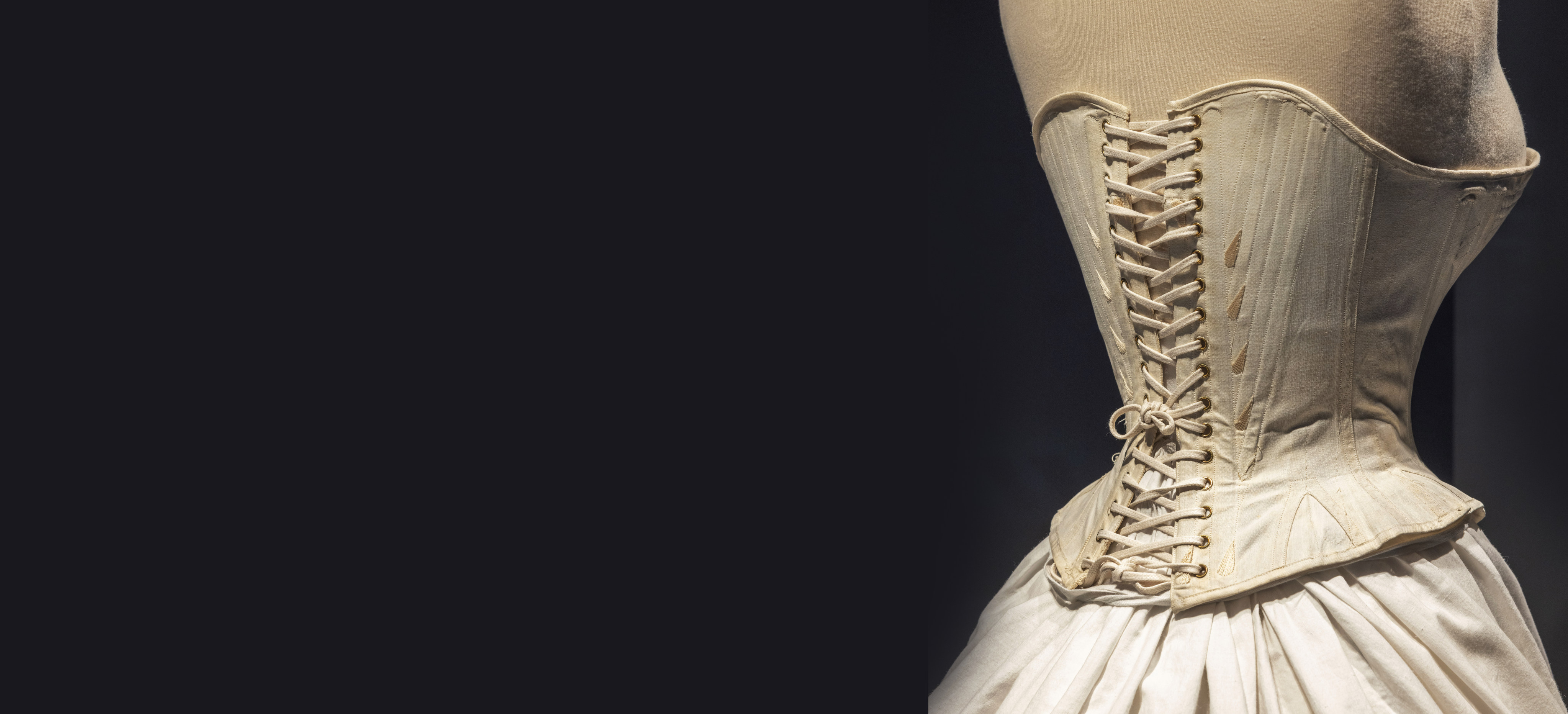 The cyclical nature of fashion is explored in “The Adorned Body” an exhibition at the Hong Kong Palace Museum, tracing styles from 18th century nobility that were still in evidence at this year’s Paris Fashion Week. Featured in the exhibition is this cotton corset believed to date from 1865. Picture: Hong Kong Palace Museum