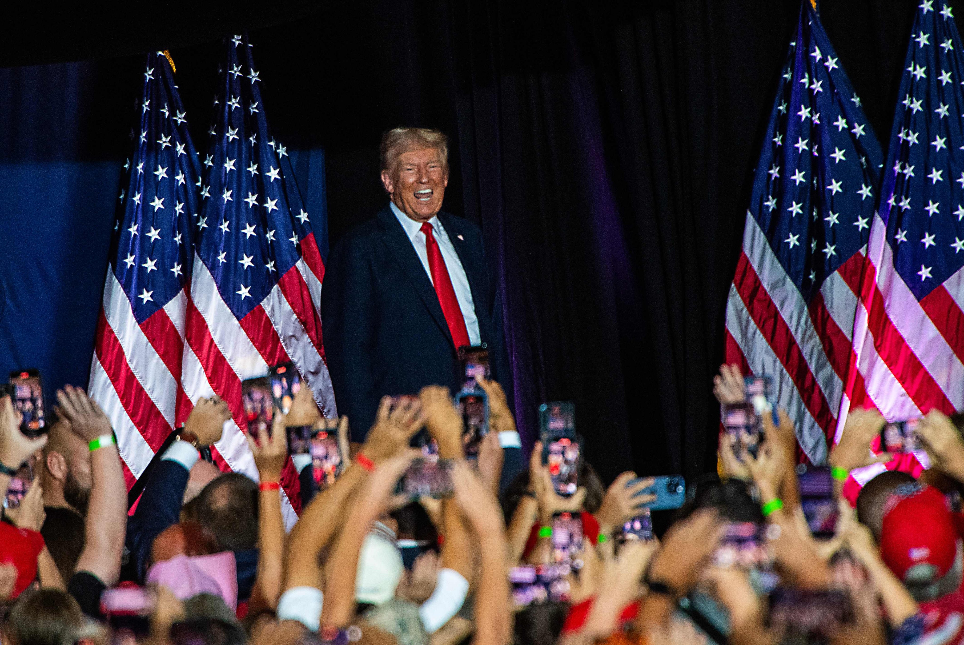 Former US president and 2024 Republican presidential candidate Donald Trump speaks at a campaign rally at the New Holland Arena in Harrisburg, Pennsylvania, on July 31. Photo: AFP