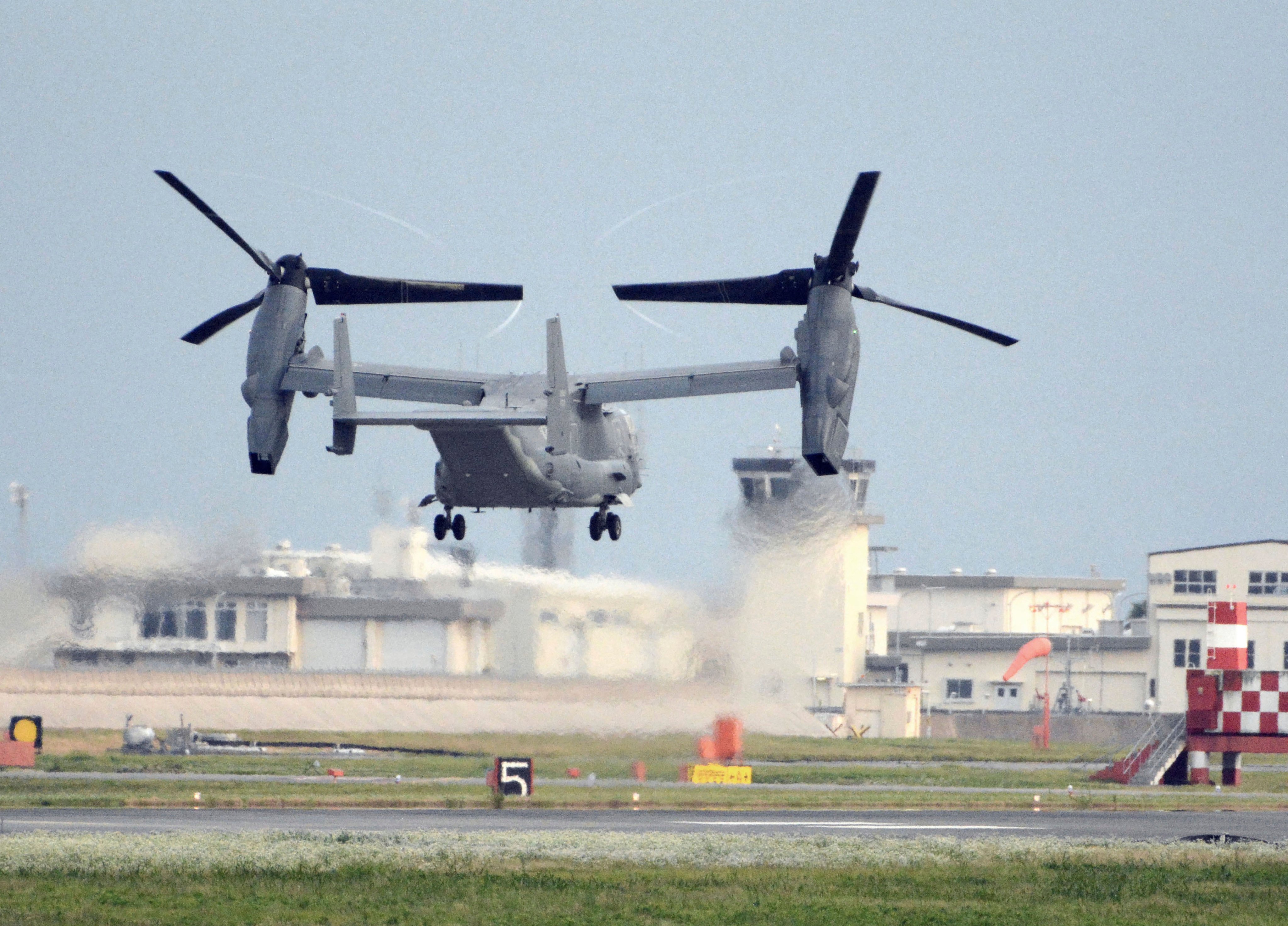 A US military CV-22 Osprey taking off from Iwakuni base, Yamaguchi prefecture, western Japan. File photo: Kyodo