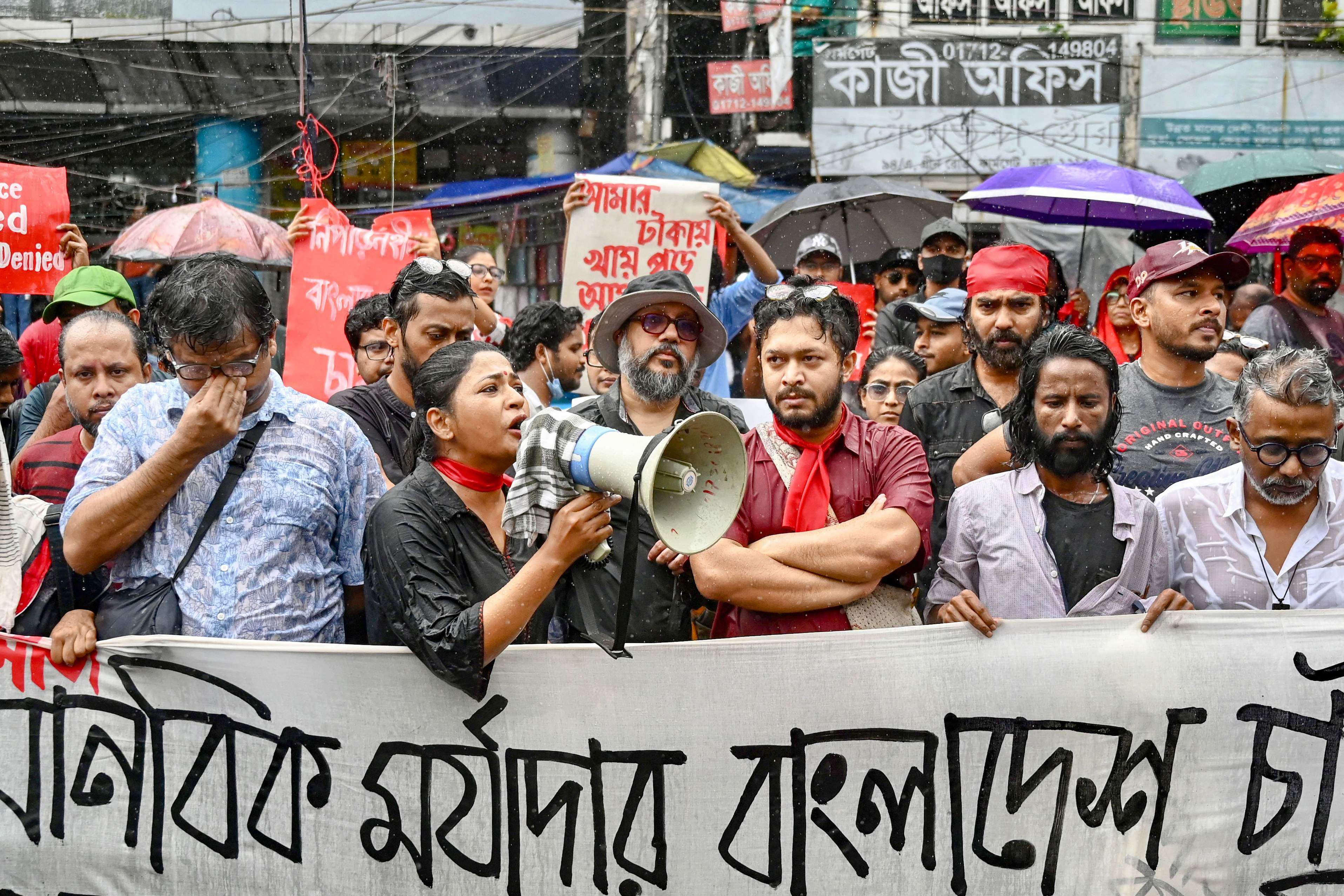 Protestors rally to demand justice for victims arrested and killed in the recent countrywide violence in Dhaka, Bangladesh, on August 1. Photo: AFP