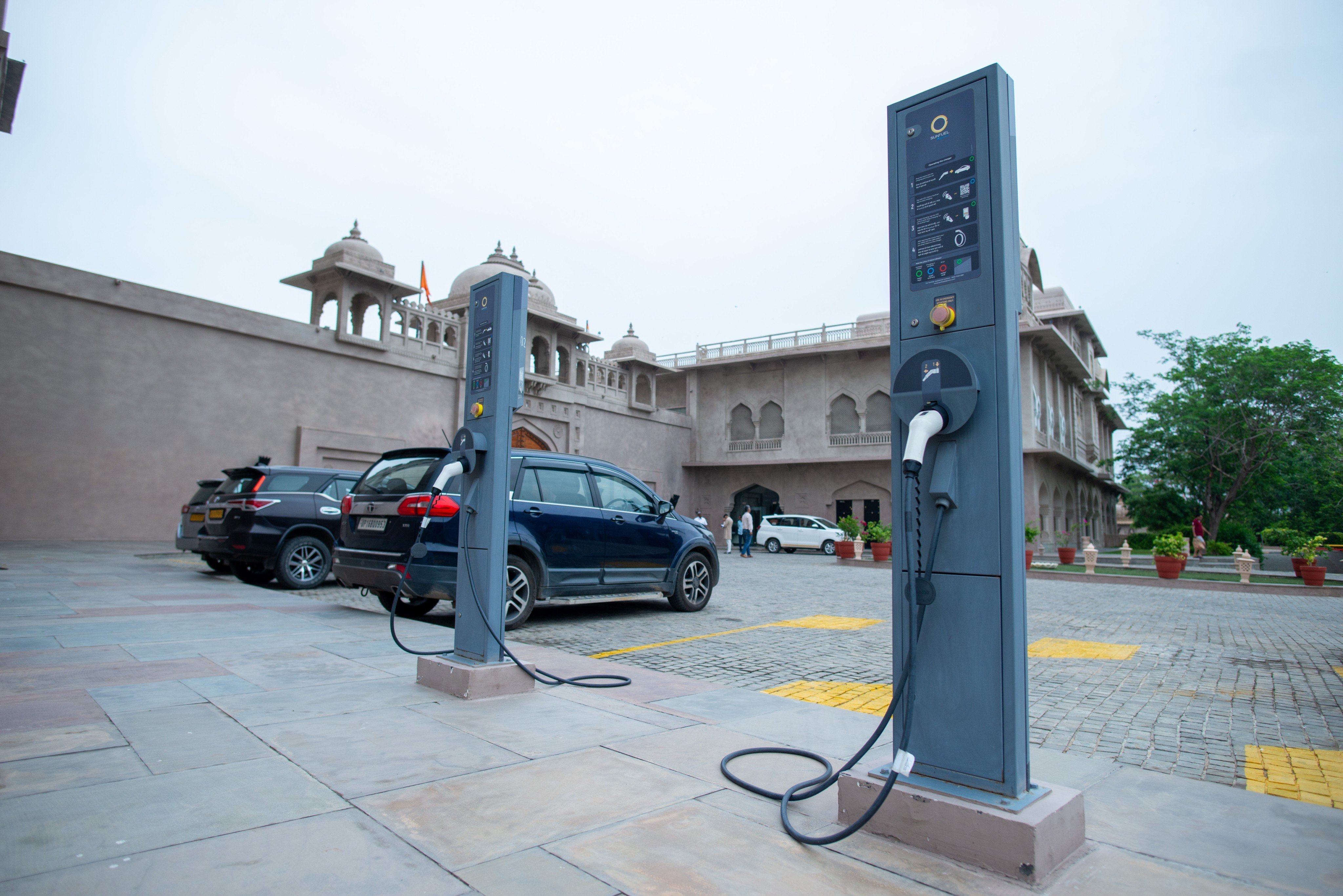 A charging point for electric vehicles at the Fairmont Hotel in Jaipur, India. Photo: Shutterstock