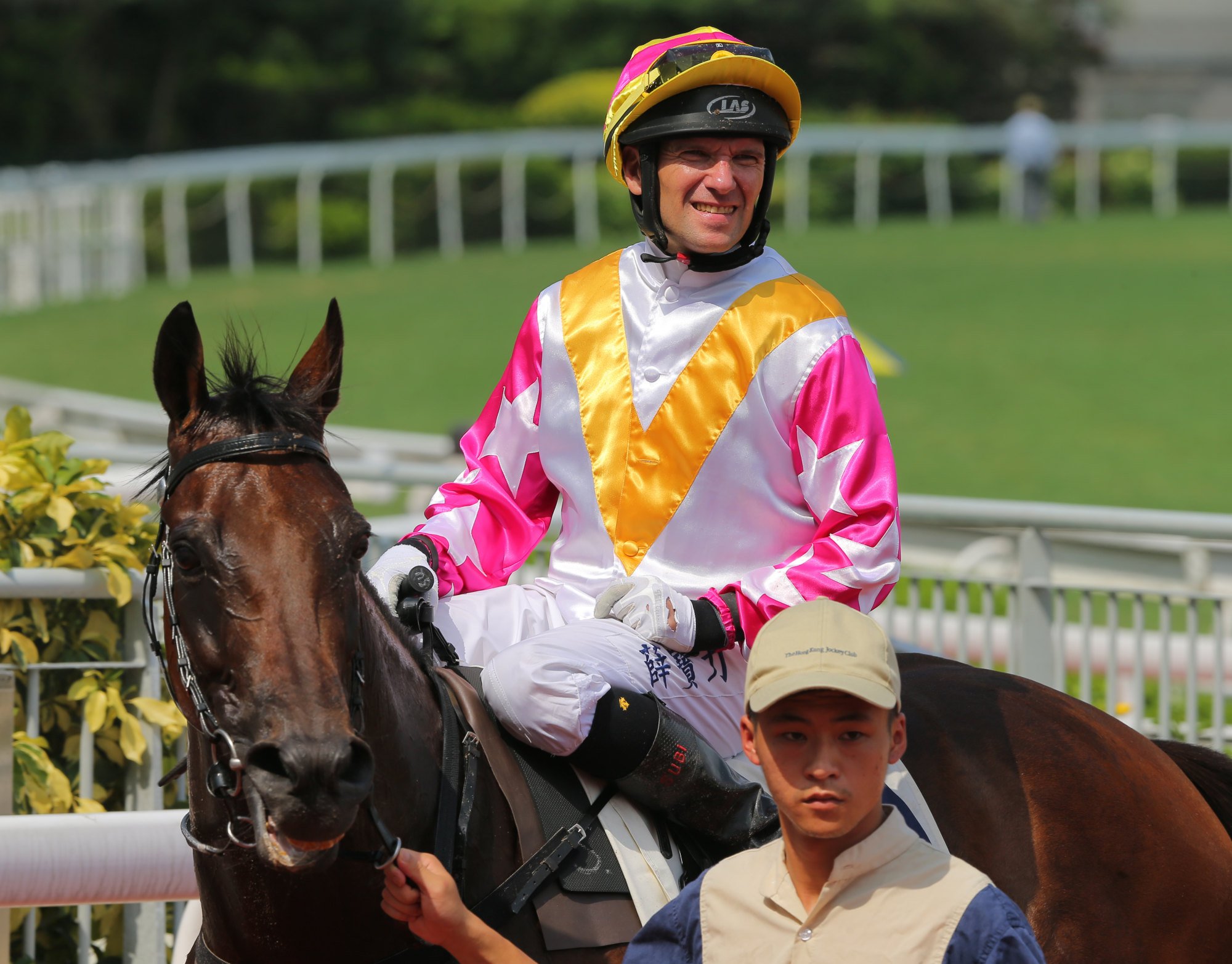 Andreas Suborics after booting home a winner at Sha Tin in 2015.