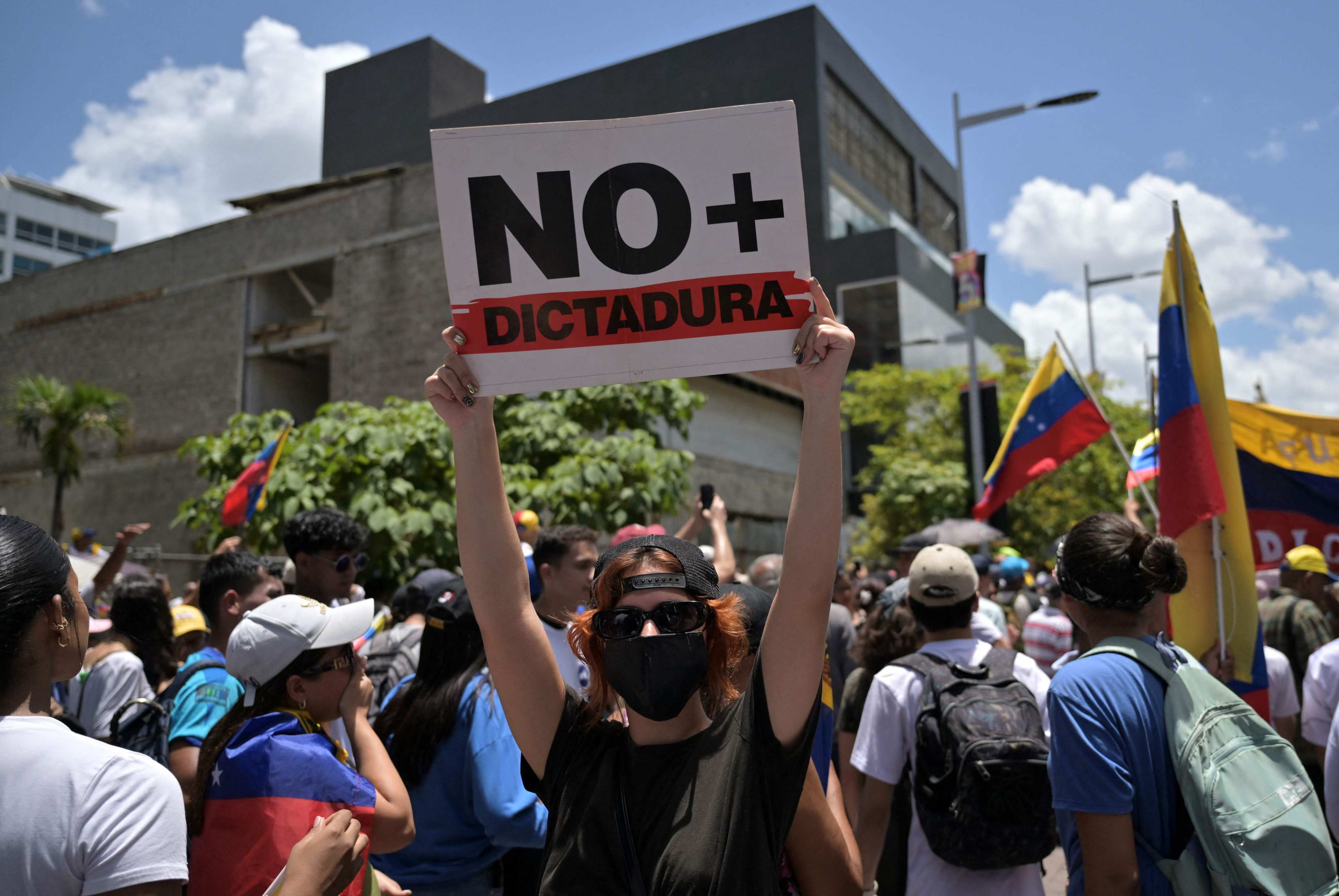 Opponents of Venezuelan President Nicolas Maduro gather for a demonstration called by opposition leader Maria Corina Machado over the disputed  presidential election results, in Caracas on August 3. Photo: AFP