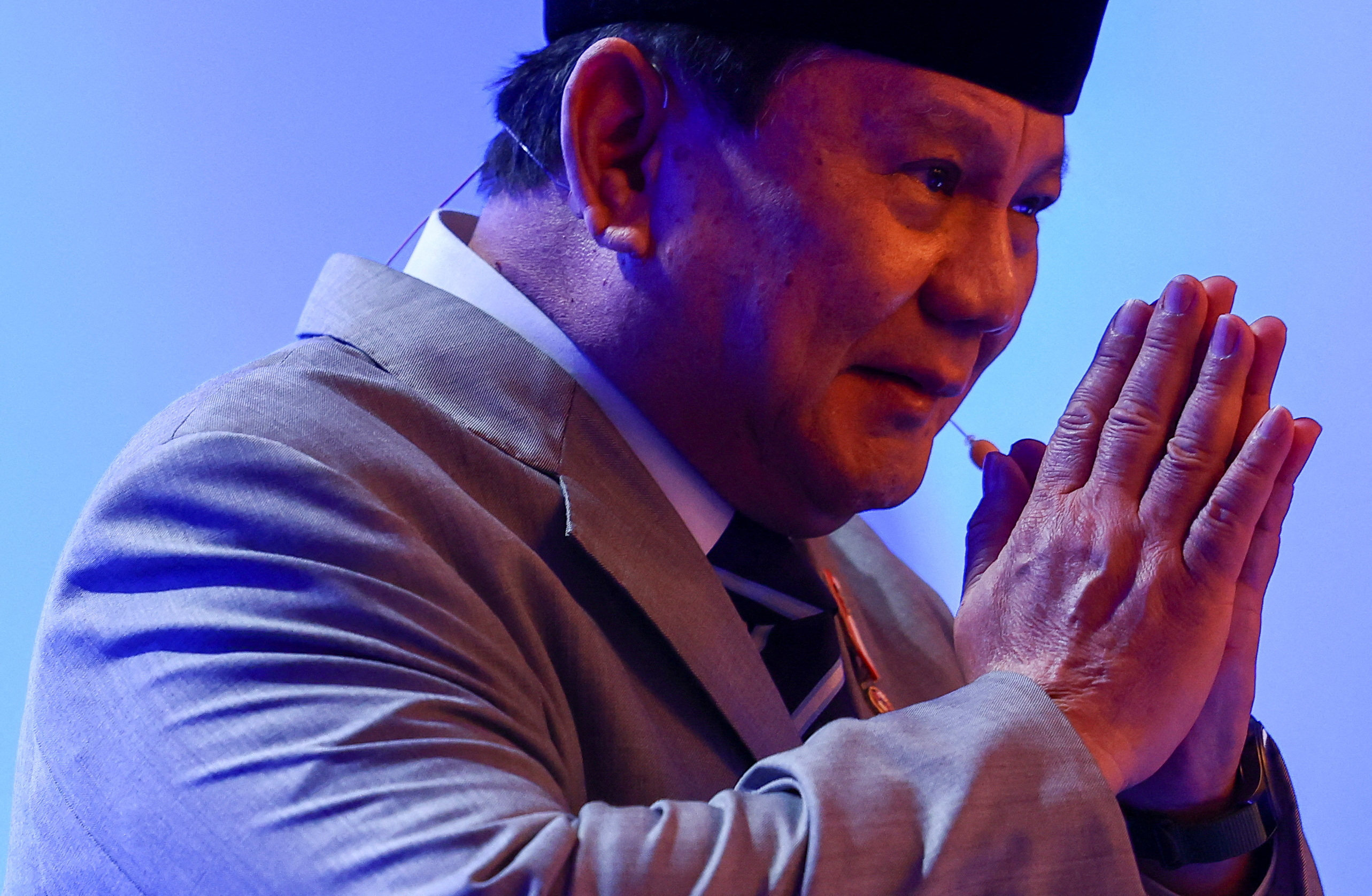 Indonesia’s Defence Minister and President-elect Prabowo Subianto speaking at the Shangri-La Dialogue in Singapore on June 1. Photo: Reuters